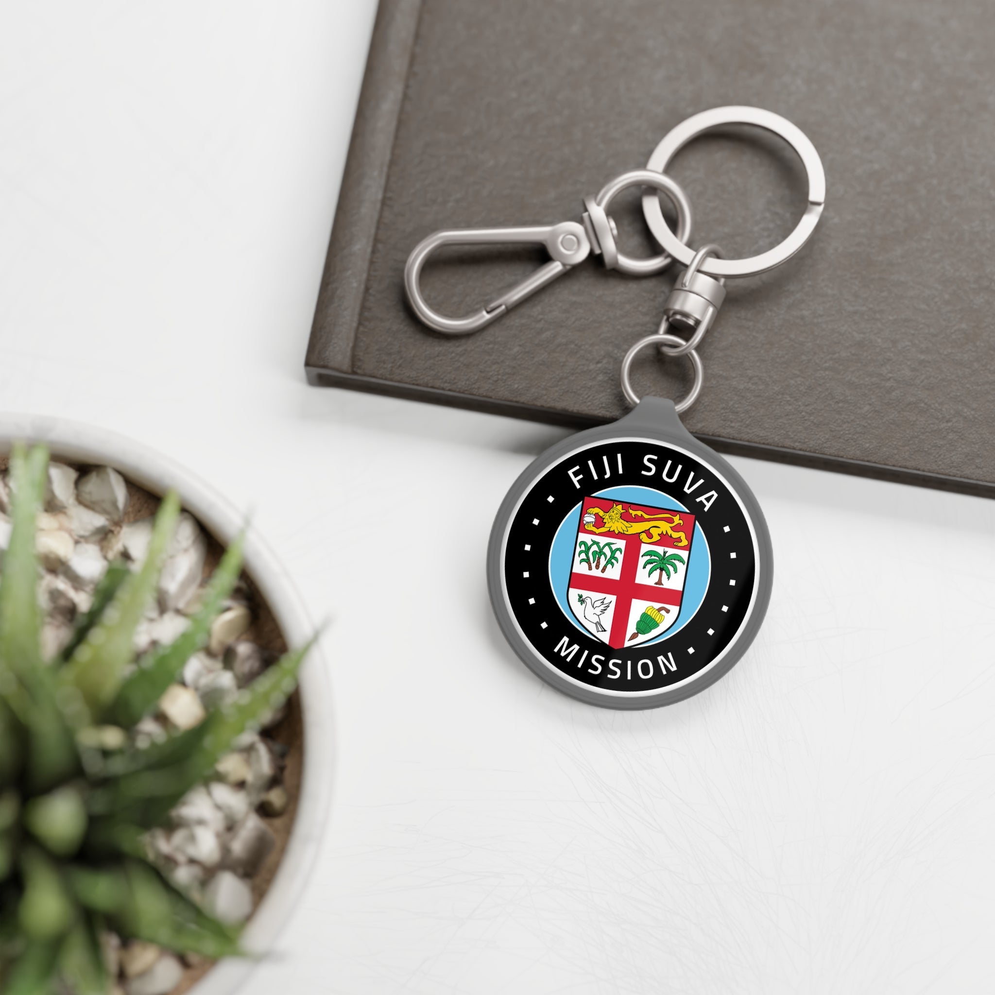 Fiji Suva Mission Circle Flag Key Tag - Latter-Day Saint LDS Missionary Gift - Book of Mormon
