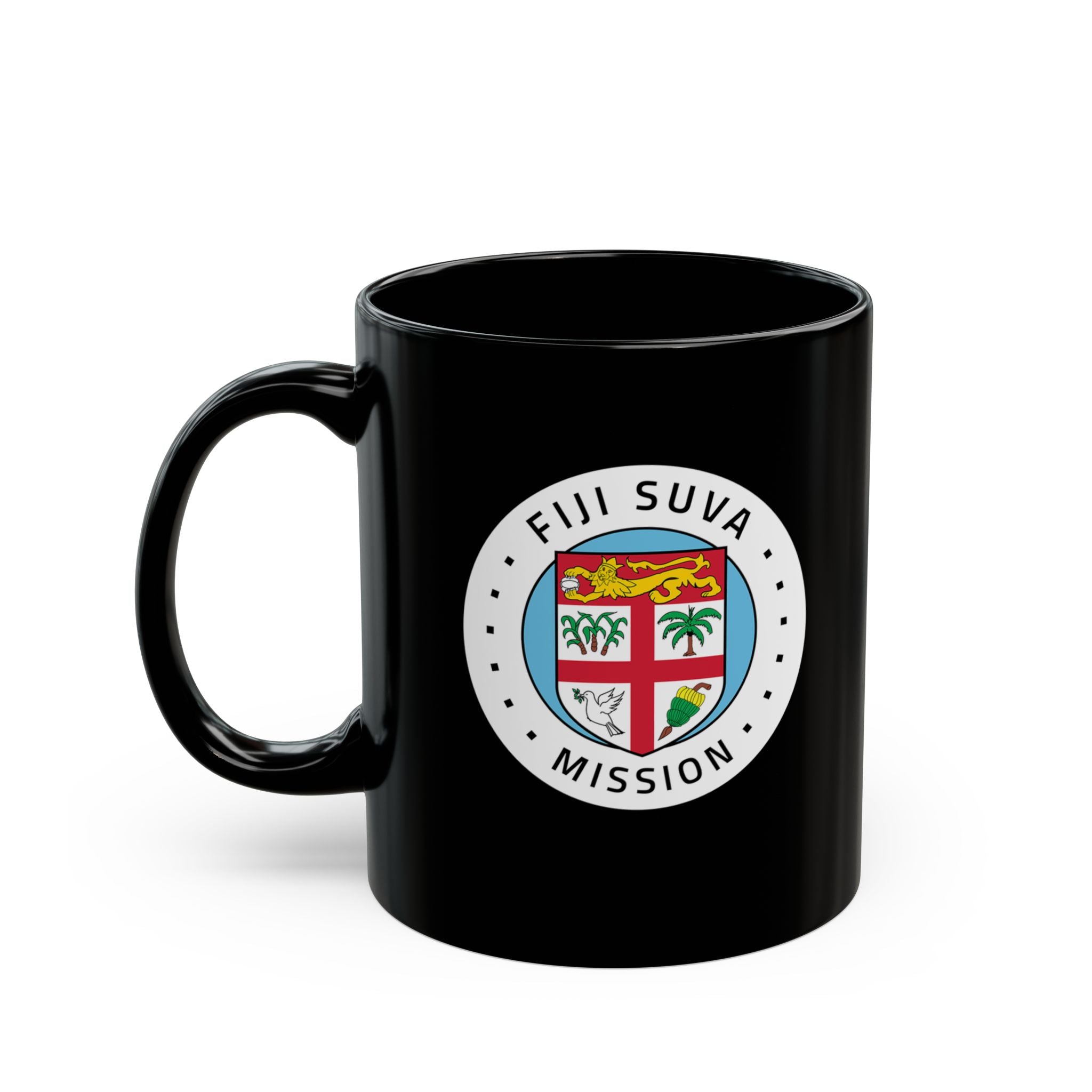 Fiji Suva Mission Circular Flag Black Ceramic Mug - Latter-Day Saint LDS Missionary Gift - Book of Mormon