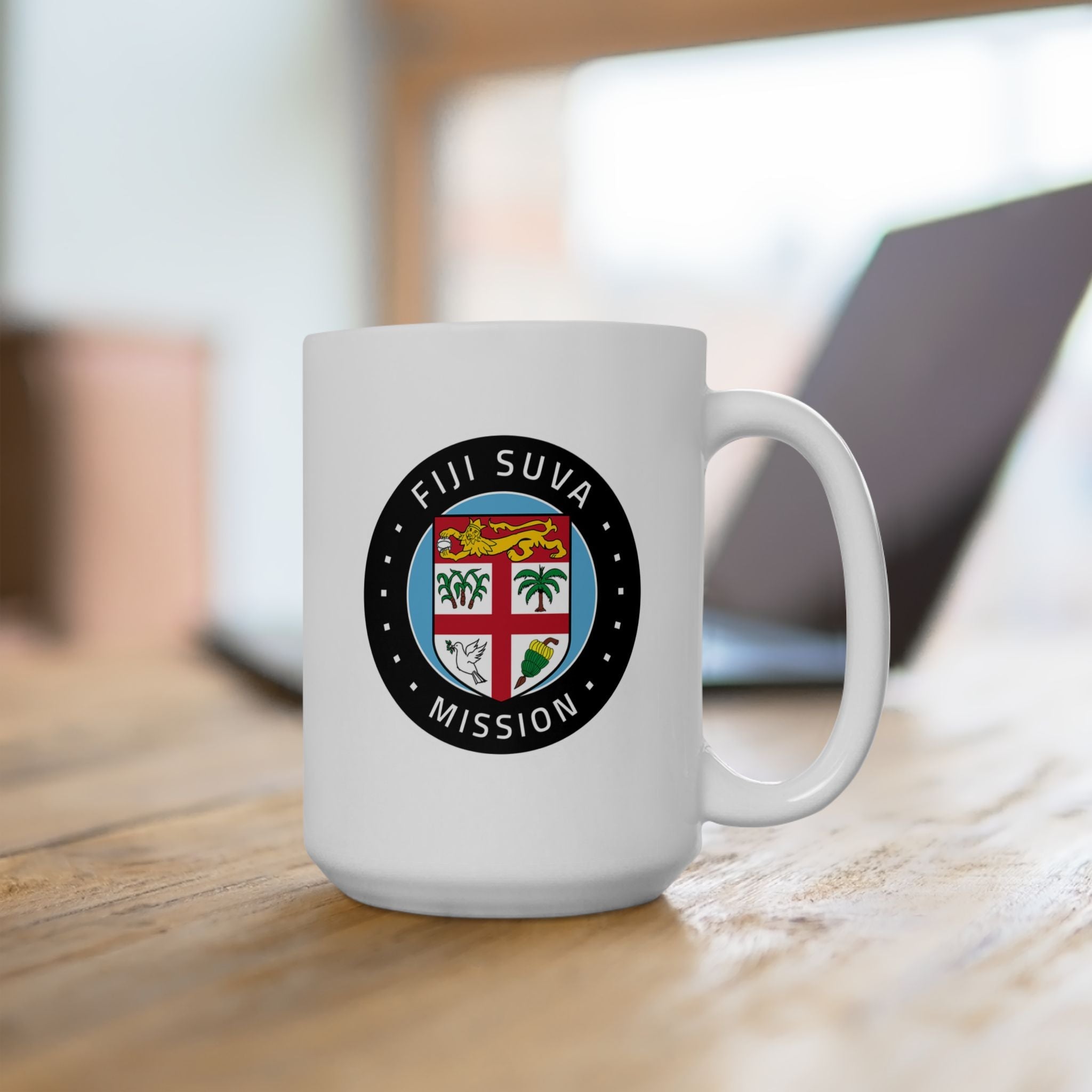 Fiji Suva Mission Circular Flag White Ceramic Mug - Latter-Day Saint LDS Missionary Gift - Book of Mormon