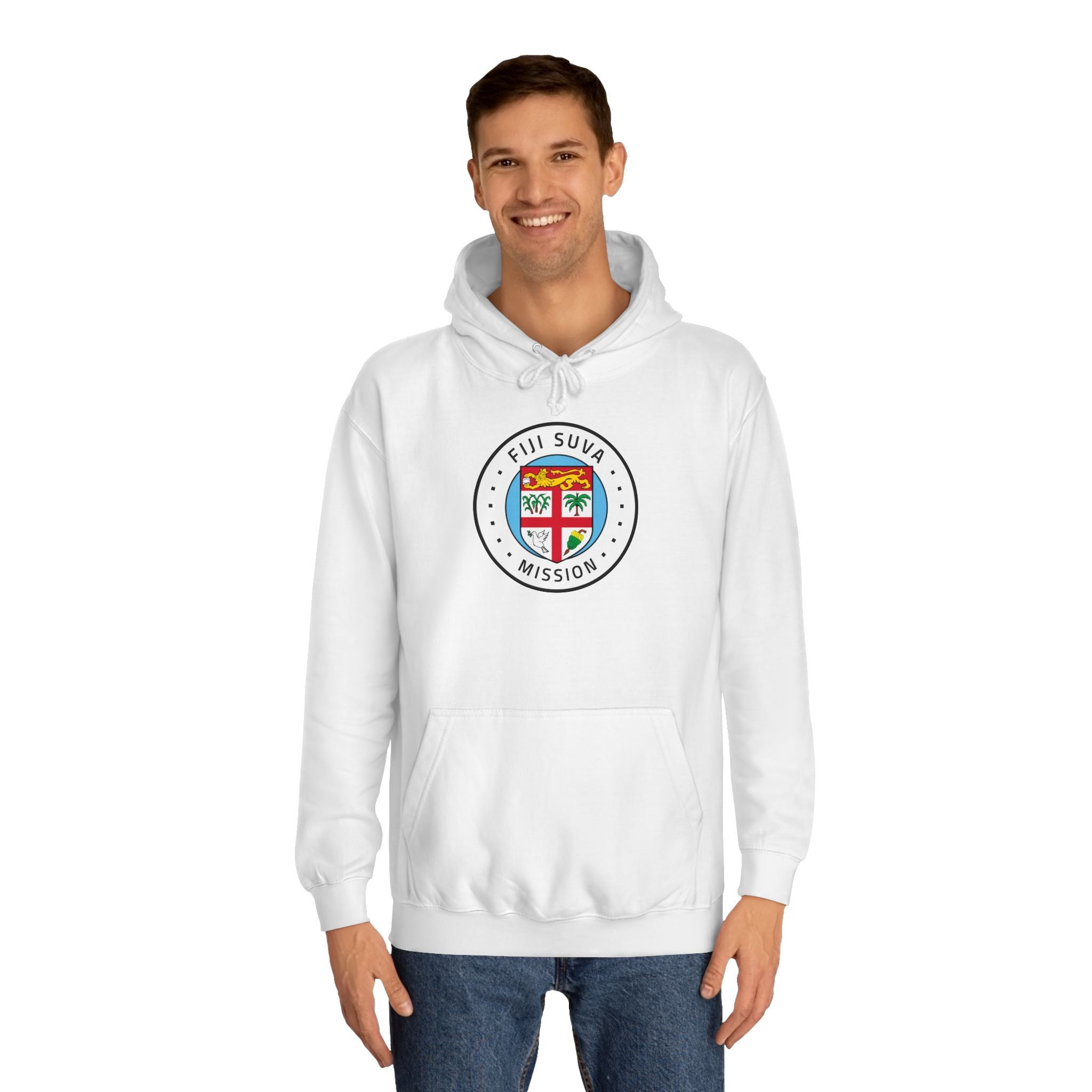 Fiji Suva Mission Flag Logo (White Border) College Hoodie - Mission Wishlist - LDS Missionary Gift Store