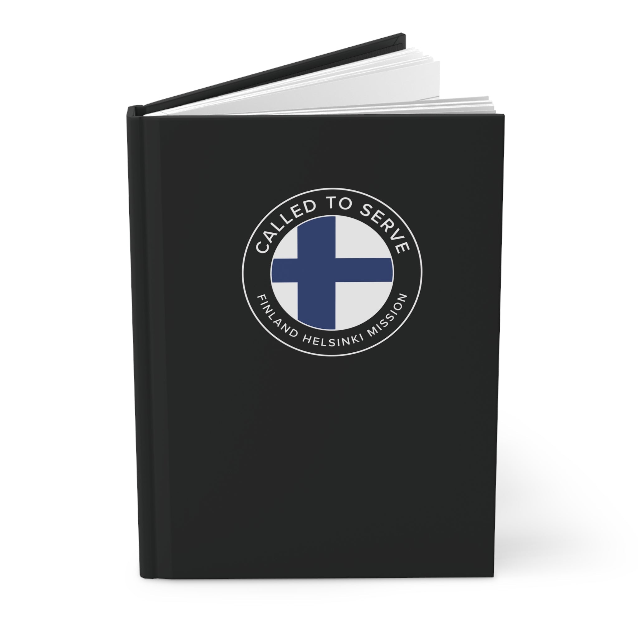 Finland Helsinki Mission Circle Flag Called to Serve Black Hardcover Journal Matte - Latter-Day Saint LDS Missionary Gift - Book of Mormon
