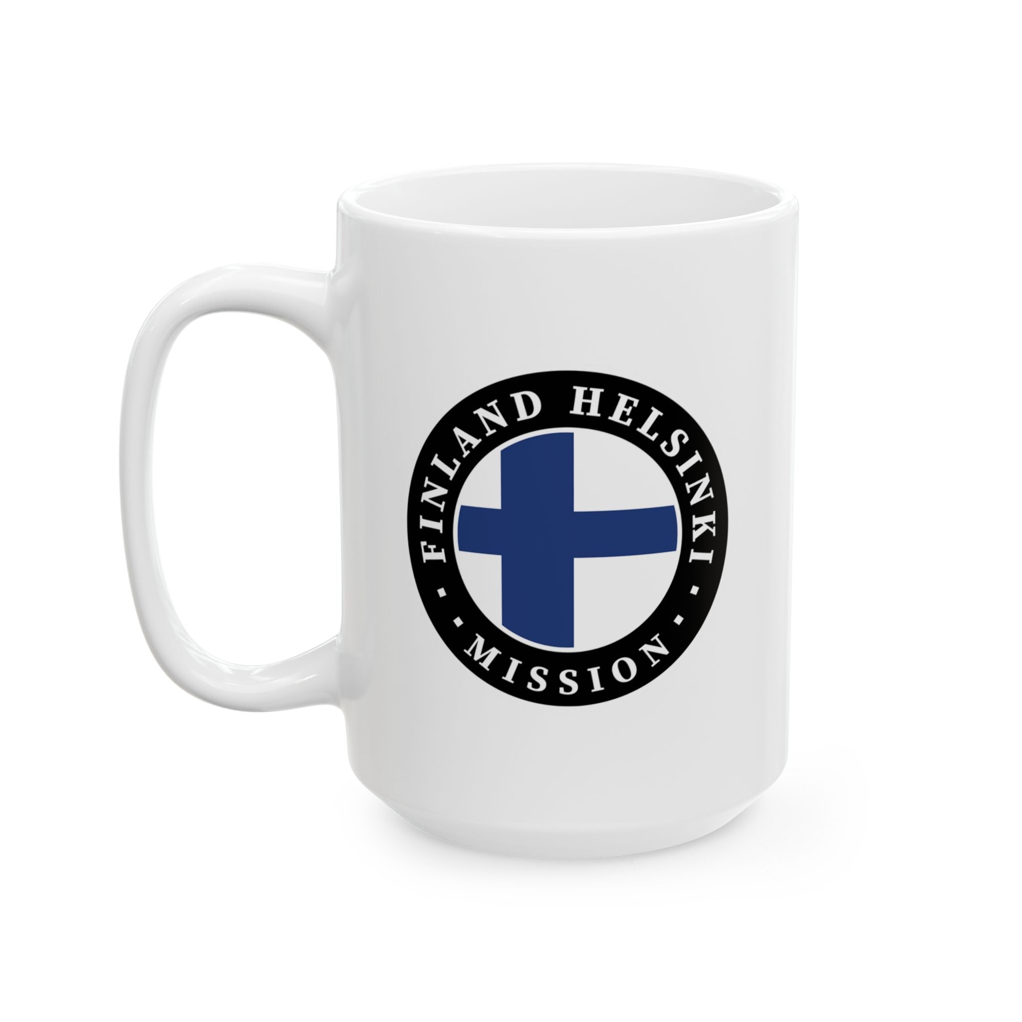 Finland Helsinki Mission Circular Flag White Ceramic Mug - Mission Wishlist - LDS Missionary Gift Store