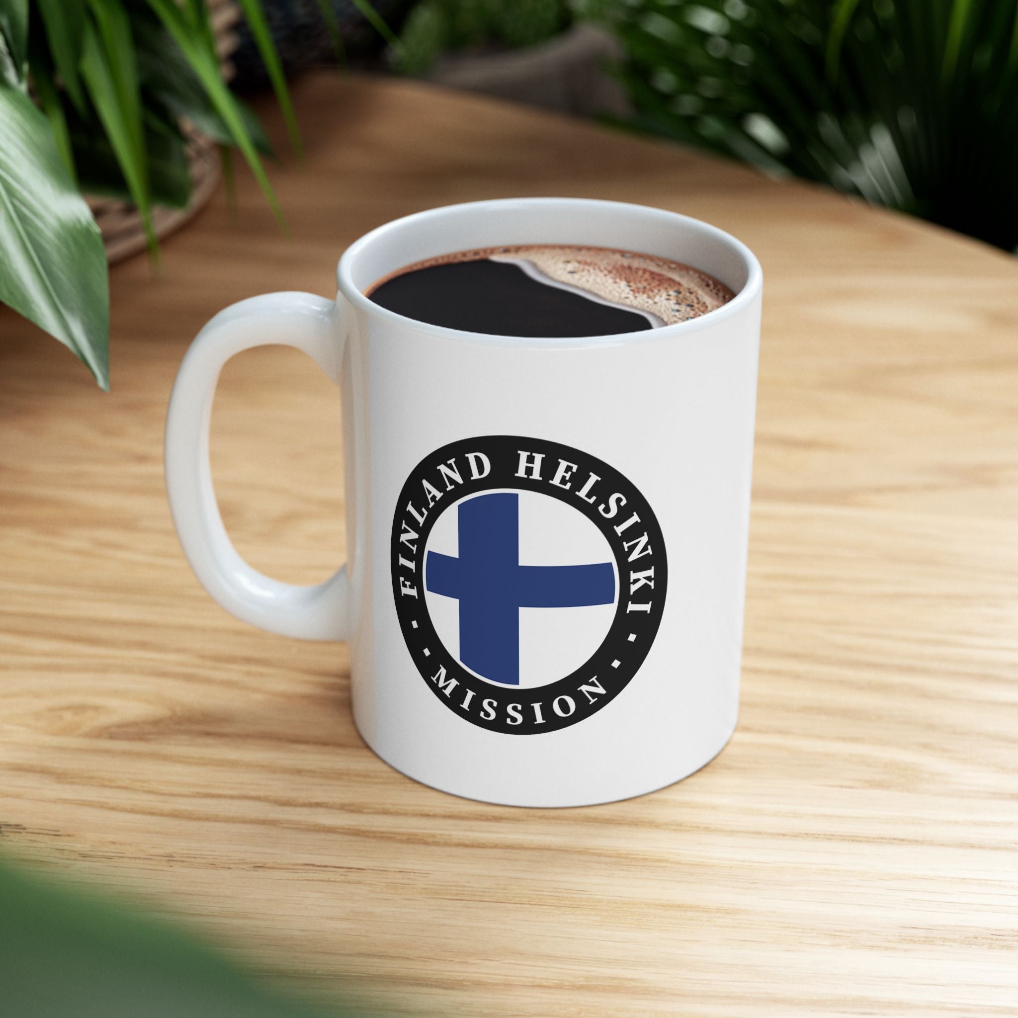 Finland Helsinki Mission Circular Flag White Ceramic Mug - Latter-Day Saint LDS Missionary Gift - Book of Mormon