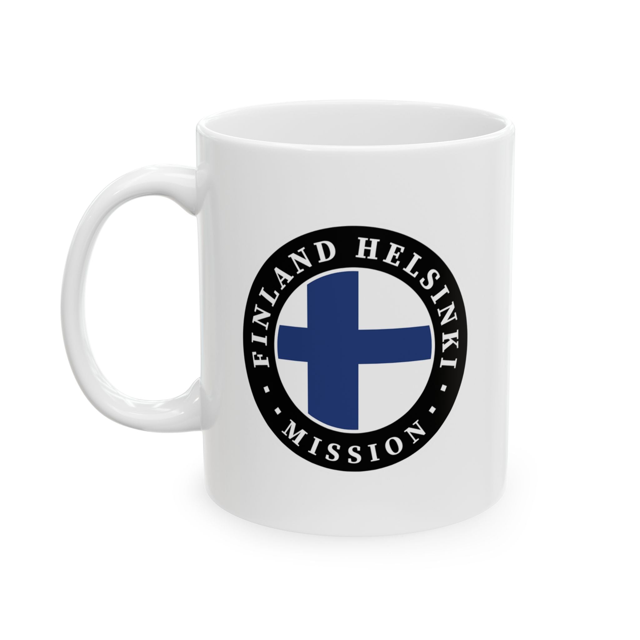 Finland Helsinki Mission Circular Flag White Ceramic Mug - Mission Wishlist - LDS Missionary Gift Store