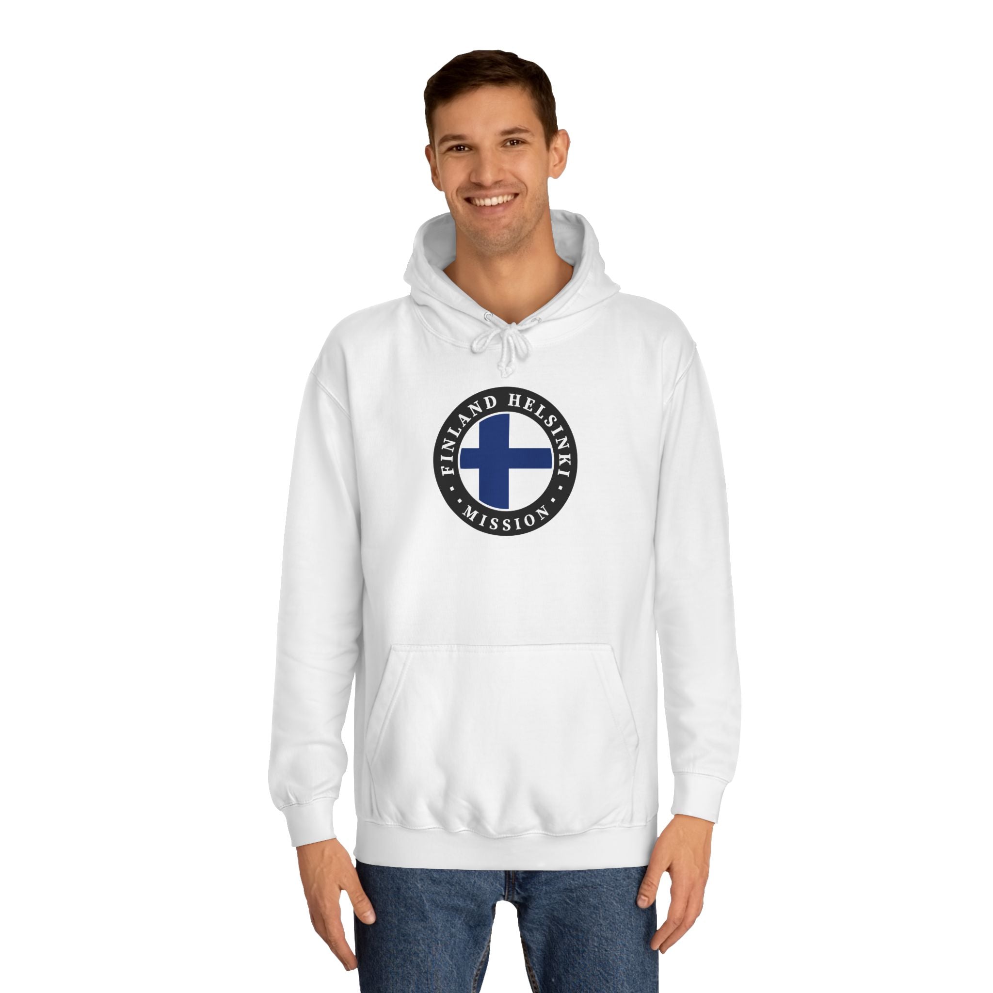 Finland Helsinki Mission Flag Logo (Black Border) College Hoodie - Mission Wishlist - LDS Missionary Gift Store