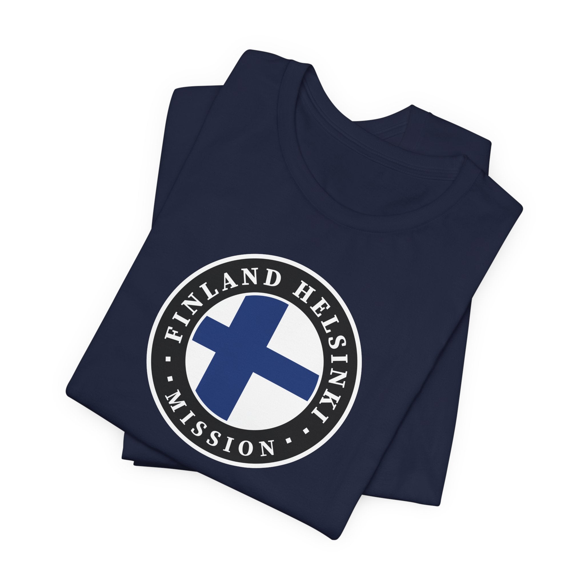 Finland Helsinki Mission Flag Logo (Black Border) T-shirt - Mission Wishlist - LDS Missionary Gift Store
