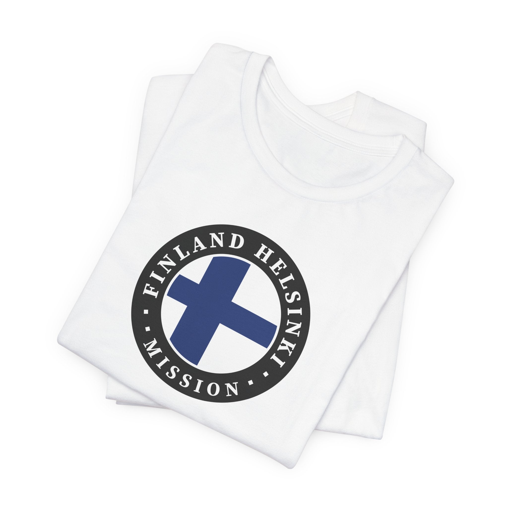 Finland Helsinki Mission Flag Logo (Black Border) T-shirt - Mission Wishlist - LDS Missionary Gift Store