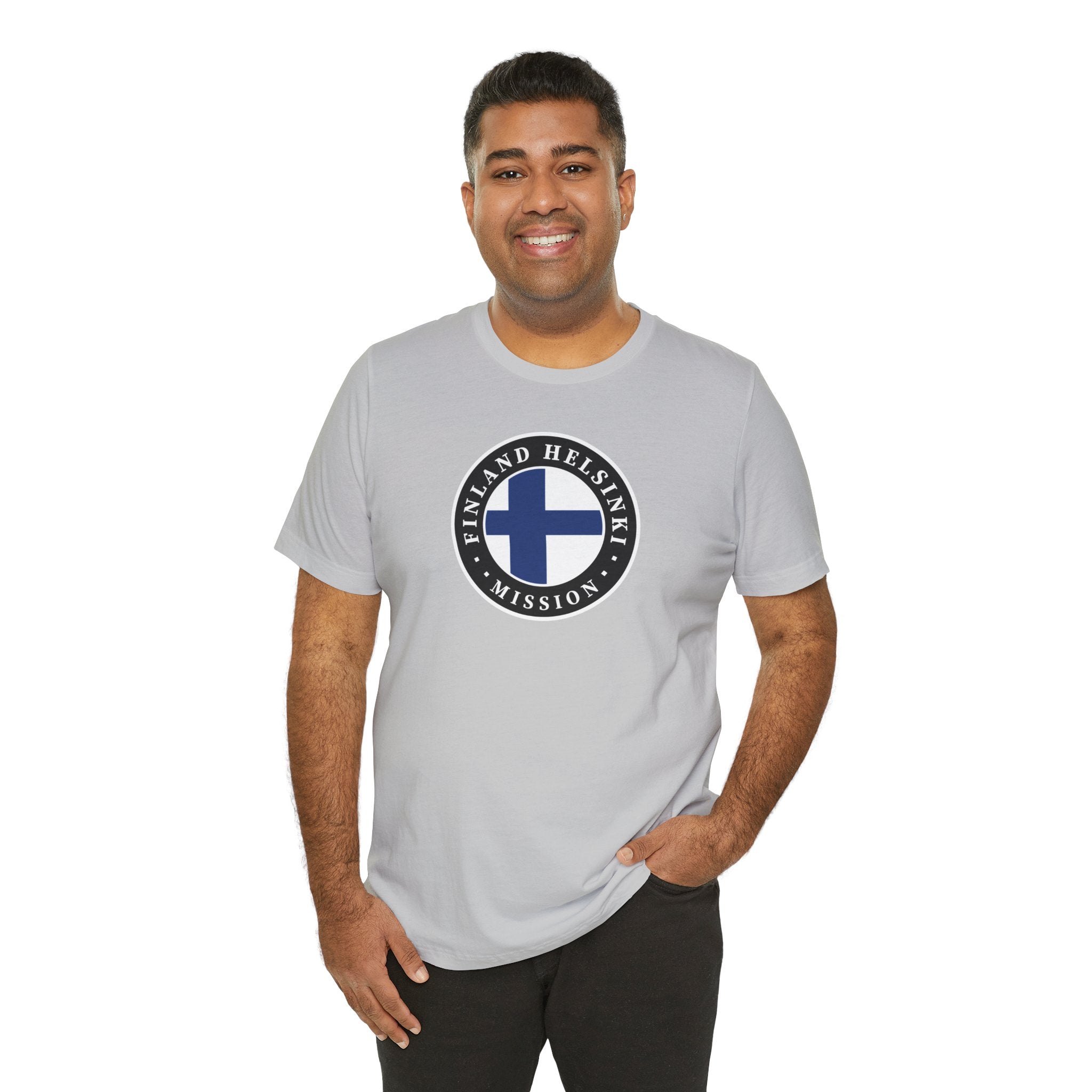 Finland Helsinki Mission Flag Logo (Black Border) T-shirt - Mission Wishlist - LDS Missionary Gift Store