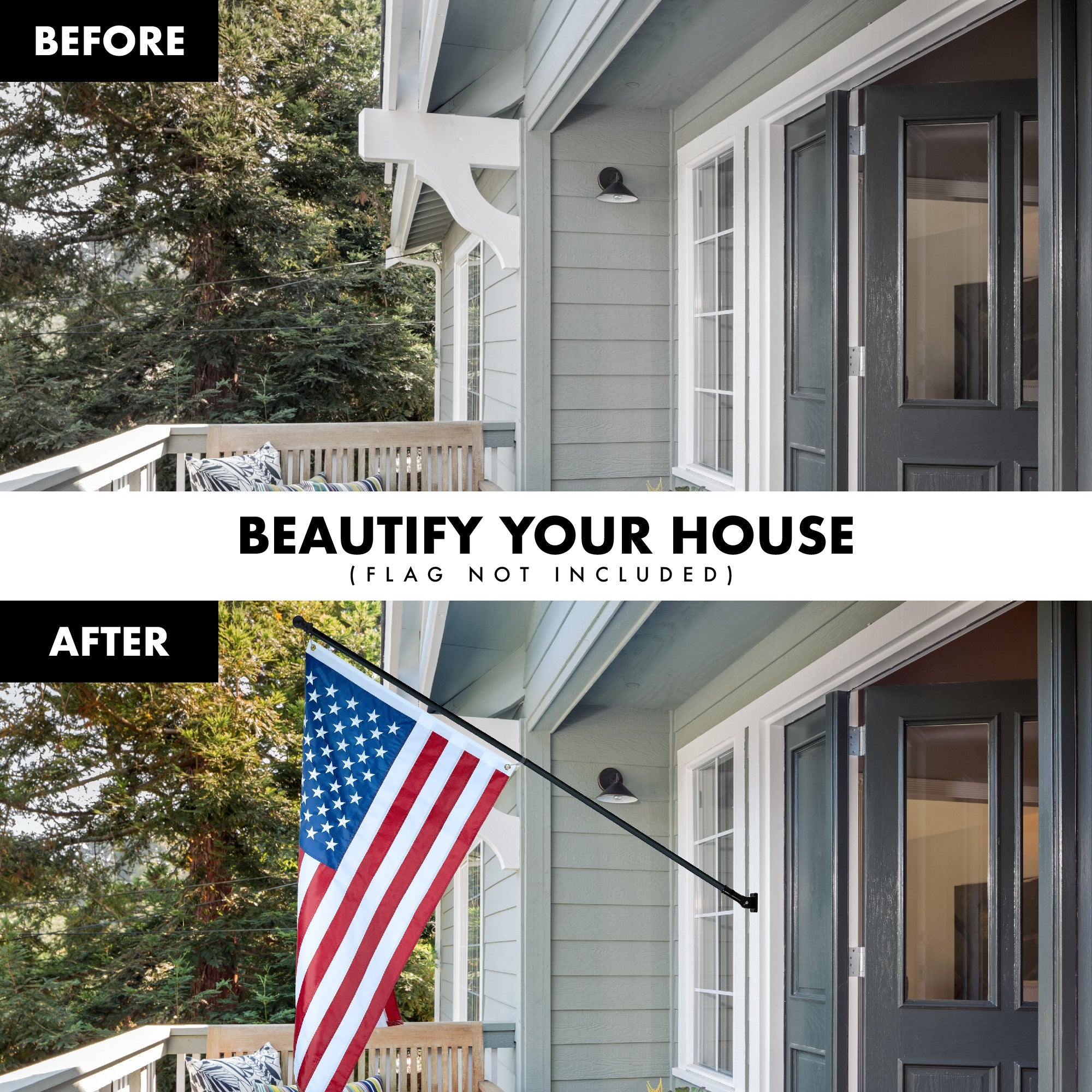 G128 6Ft Tangle-Free Aluminum Spinning Black Flagpole - Aluminum Wall Mount Flag Pole for Commercial/Residential Use (Flag NOT Included)
