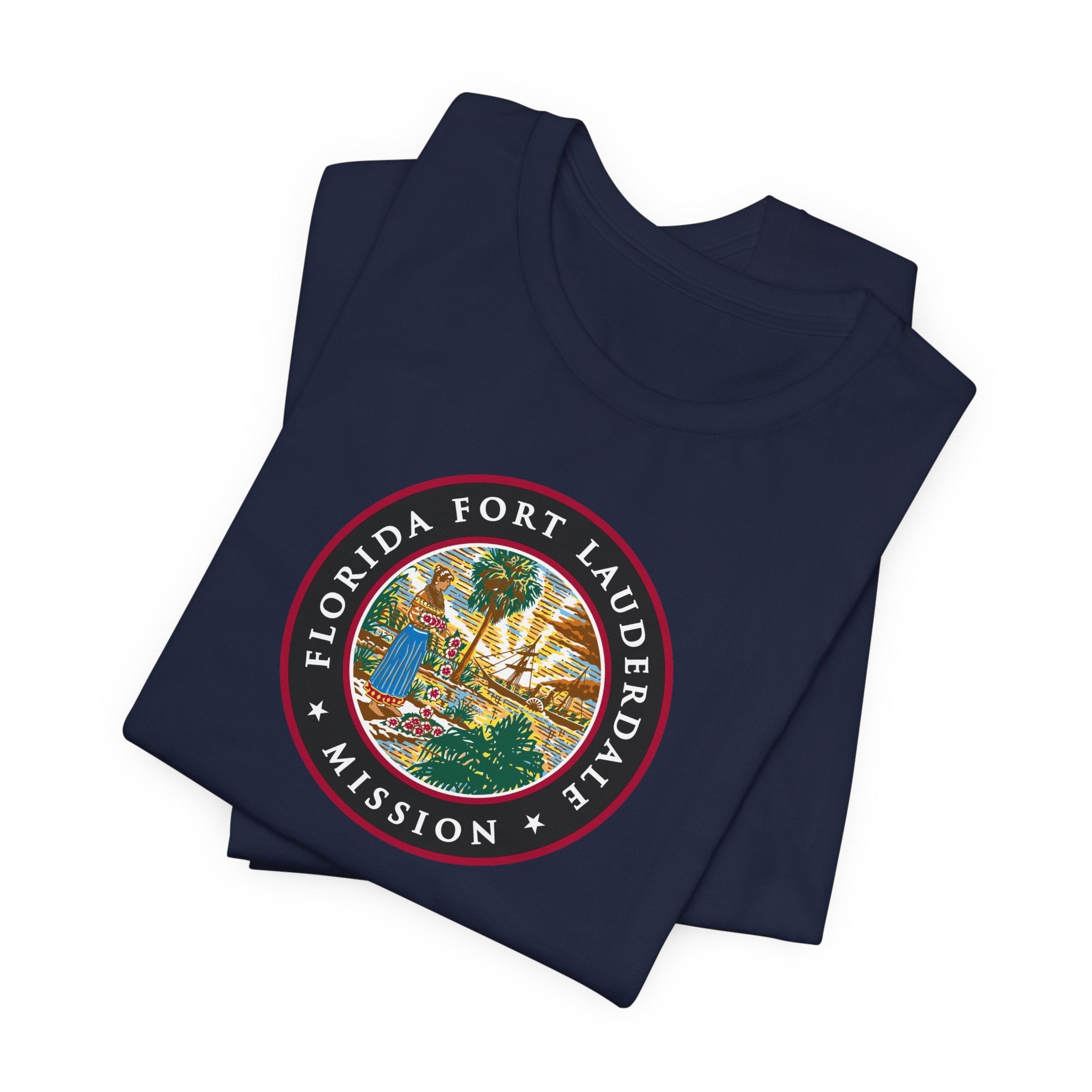 Florida Fort Lauderdale Mission State Flag Logo (Black Border) T-shirt - Mission Wishlist - LDS Missionary Gift Store