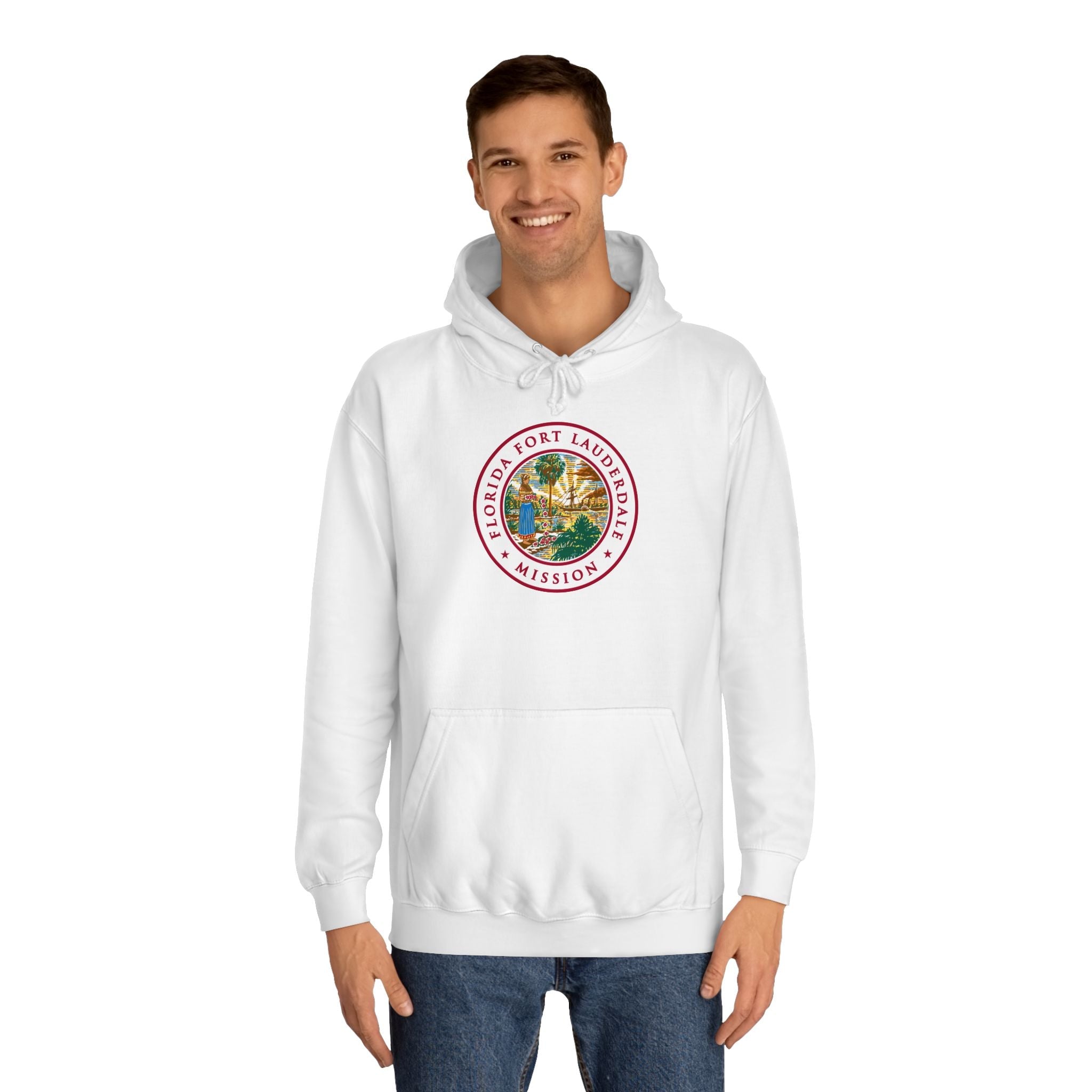Florida Fort Lauderdale Mission State Flag Logo (White Border) College Hoodie - Mission Wishlist - LDS Missionary Gift Store