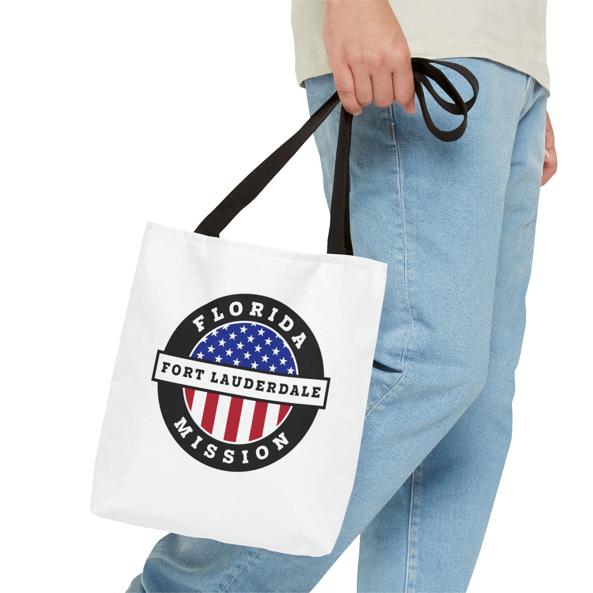 Florida Fort Lauderdale Mission USA Flag Logo Tote Bag White - Mission Wishlist - LDS Missionary Gift Store