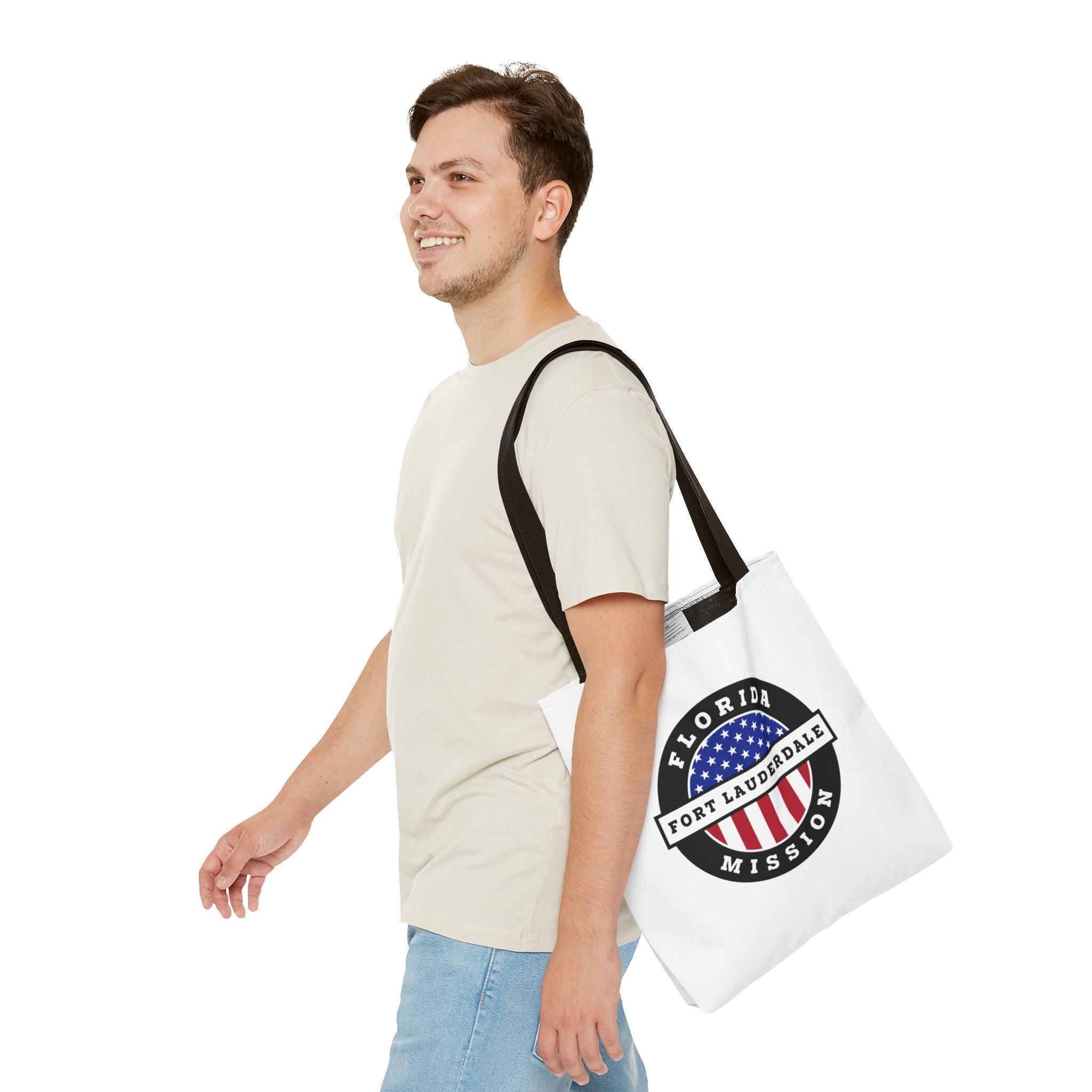 Florida Fort Lauderdale Mission USA Flag Logo Tote Bag White - Mission Wishlist - LDS Missionary Gift Store