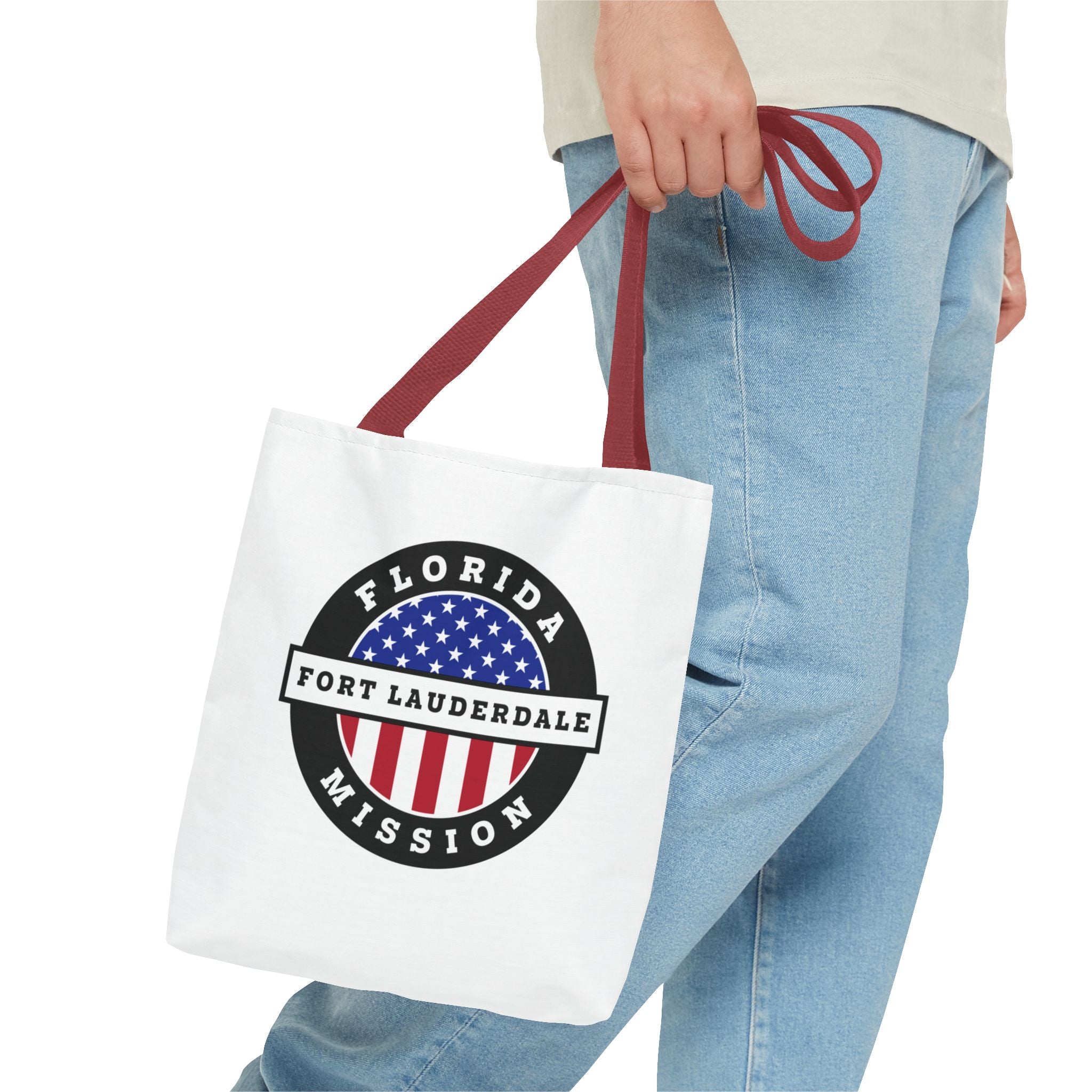 Florida Fort Lauderdale Mission USA Flag Logo Tote Bag White - Mission Wishlist - LDS Missionary Gift Store