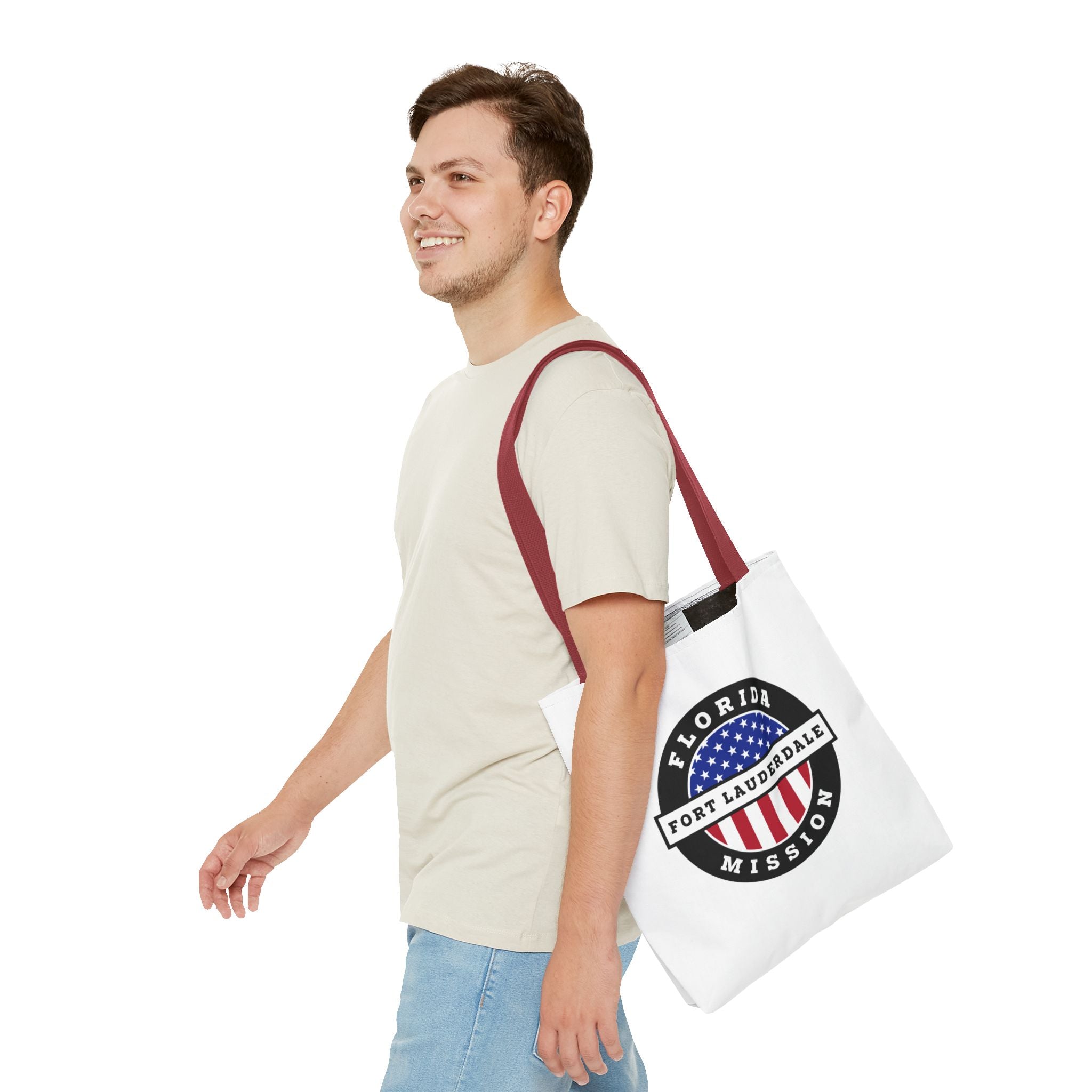 Florida Fort Lauderdale Mission USA Flag Logo Tote Bag White - Mission Wishlist - LDS Missionary Gift Store