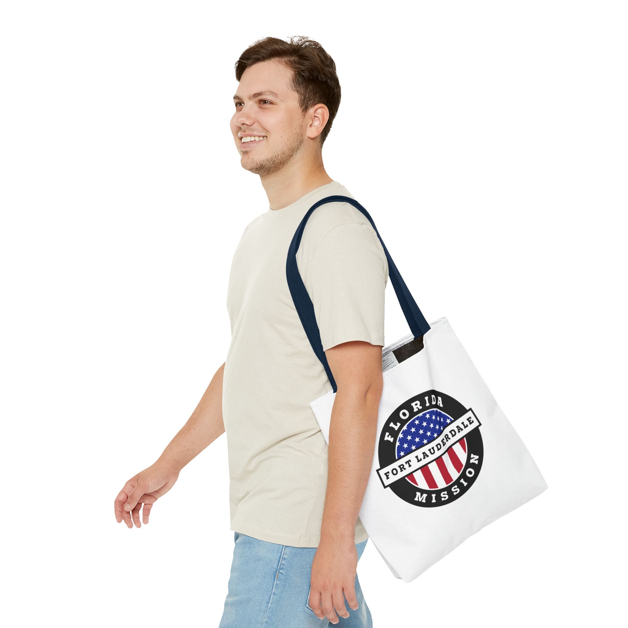 Florida Fort Lauderdale Mission USA Flag Logo Tote Bag White - Mission Wishlist - LDS Missionary Gift Store