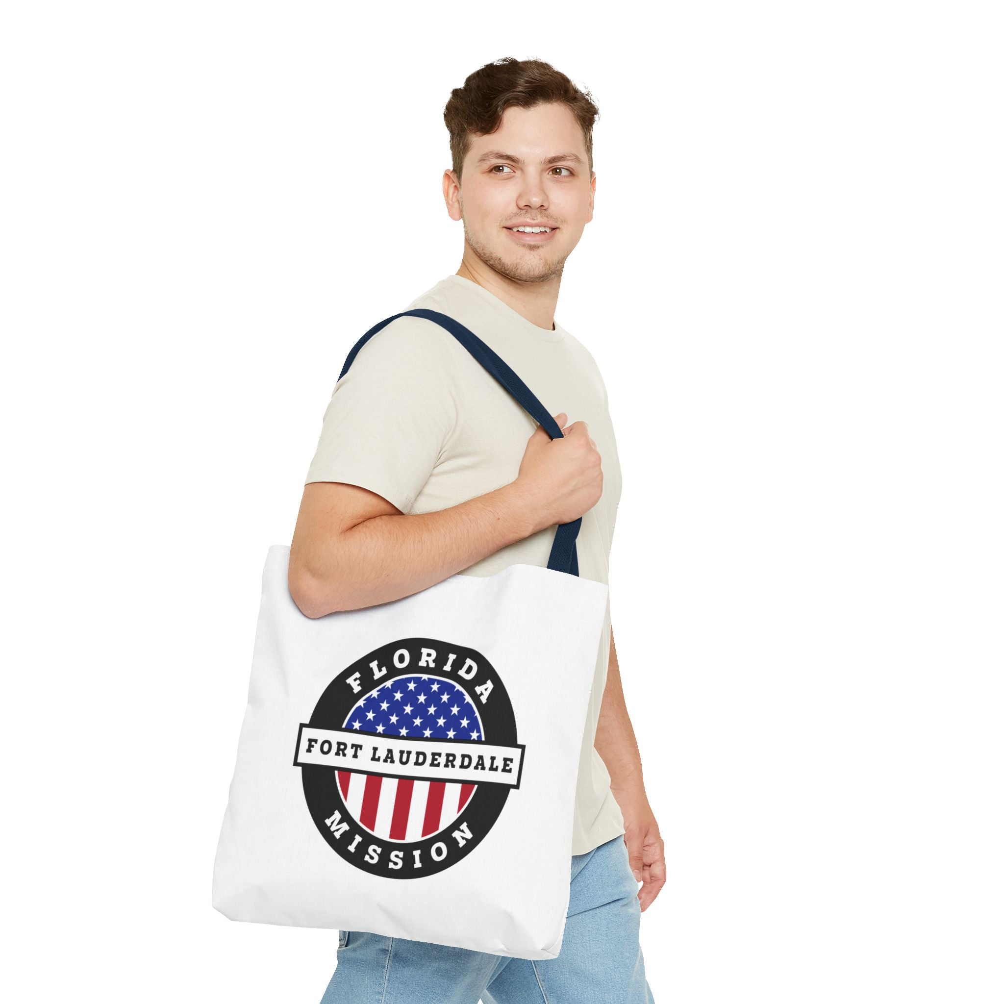 Florida Fort Lauderdale Mission USA Flag Logo Tote Bag White - Mission Wishlist - LDS Missionary Gift Store