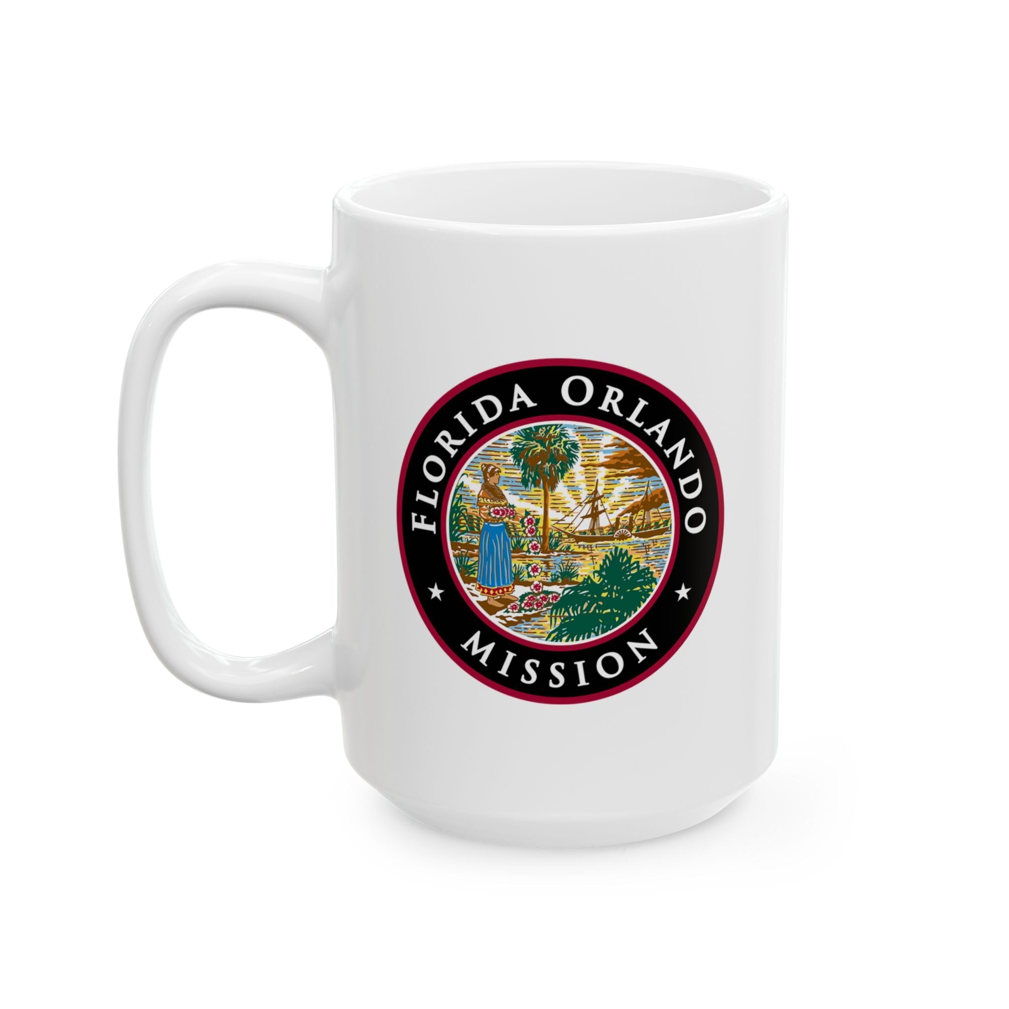 Florida Orlando Mission State Flag Logo Ceramic Mug White Name - Latter-Day Saint LDS Missionary Gift - Book of Mormon