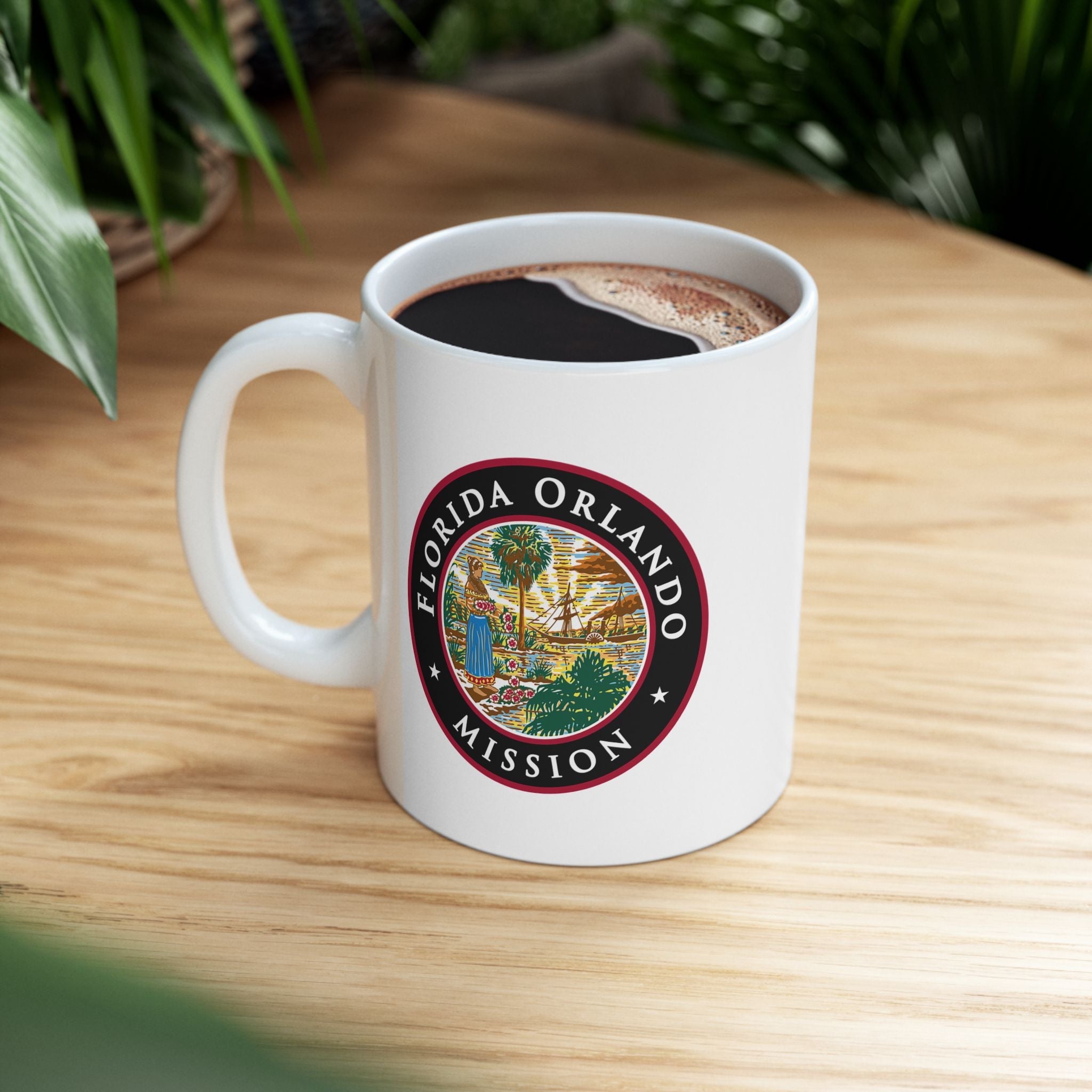 Florida Orlando Mission State Flag Logo Ceramic Mug White Name - Latter-Day Saint LDS Missionary Gift - Book of Mormon