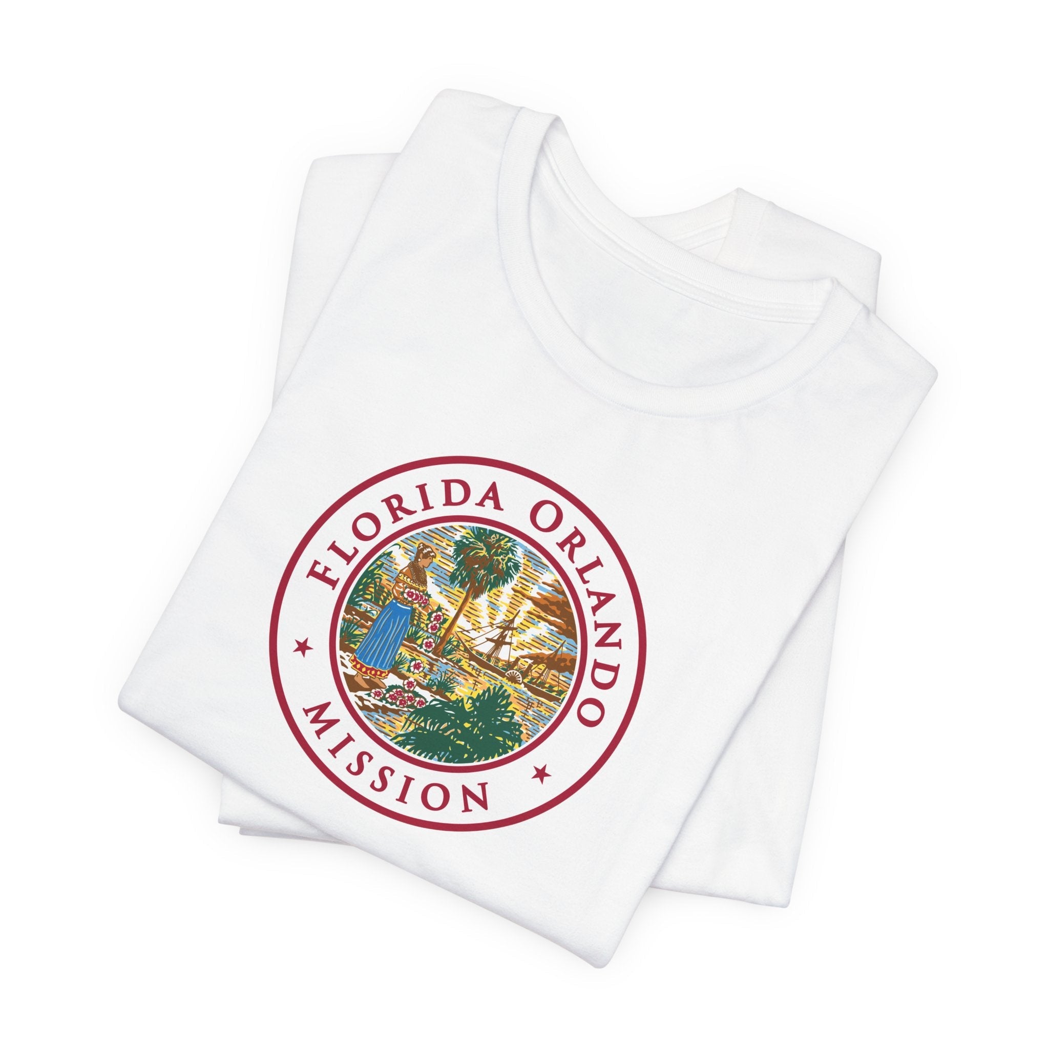 Florida Orlando Mission State Flag Logo (White Border) T-shirt - Mission Wishlist - LDS Missionary Gift Store
