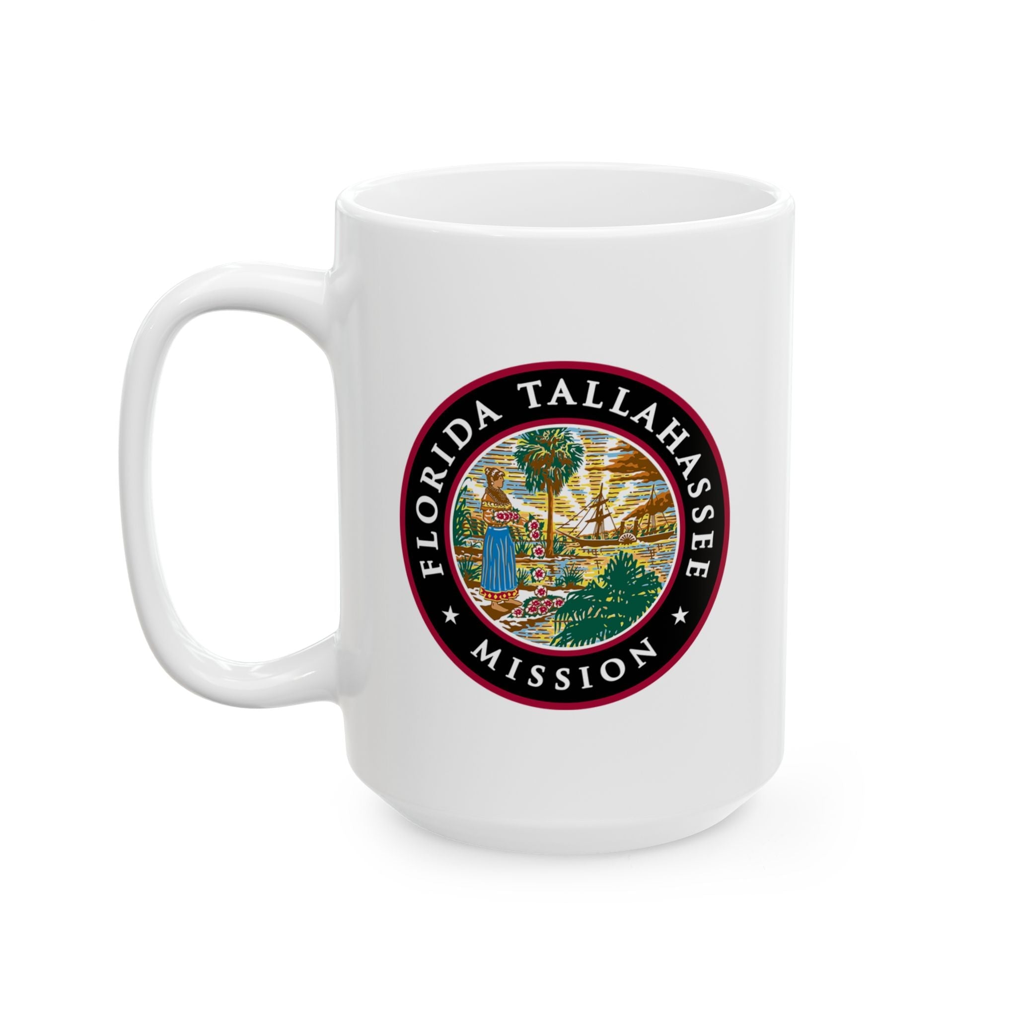 Florida Tallahassee Mission State Flag Logo Ceramic Mug White Name - Latter-Day Saint LDS Missionary Gift - Book of Mormon