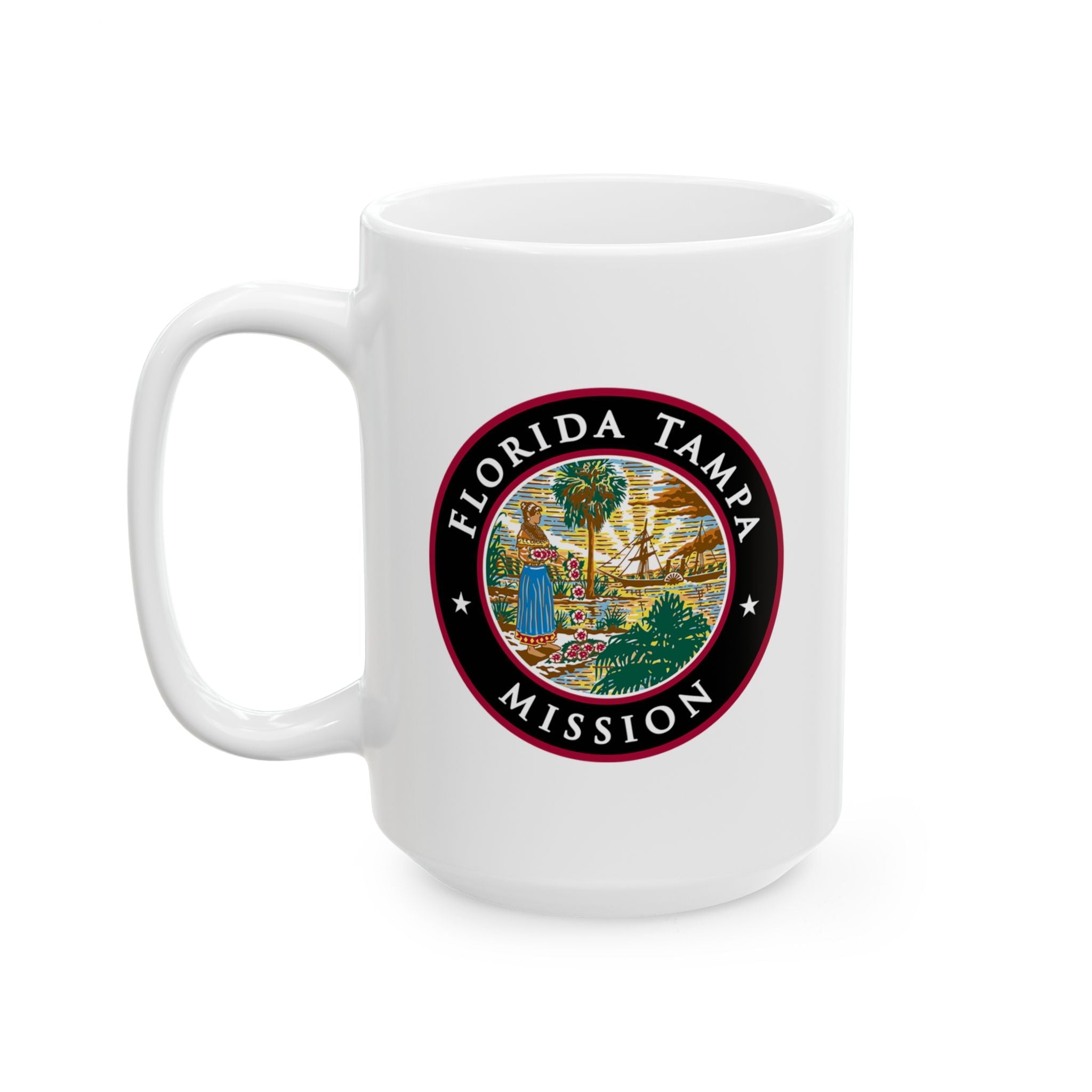 Florida Tampa Mission State Flag Logo Ceramic Mug White Name - Latter-Day Saint LDS Missionary Gift - Book of Mormon