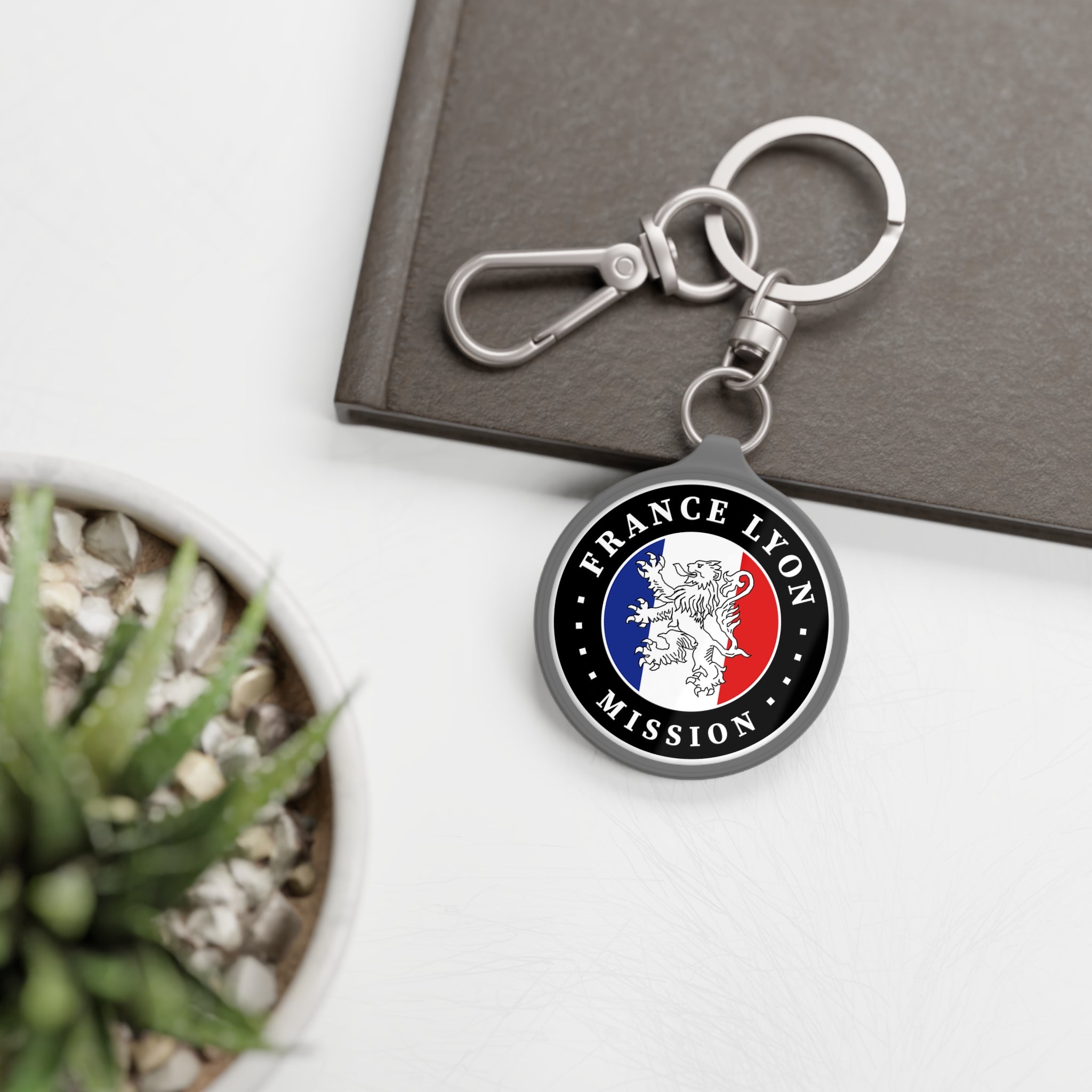 France Lyon Mission Circle Flag Key Tag - Latter-Day Saint LDS Missionary Gift - Book of Mormon