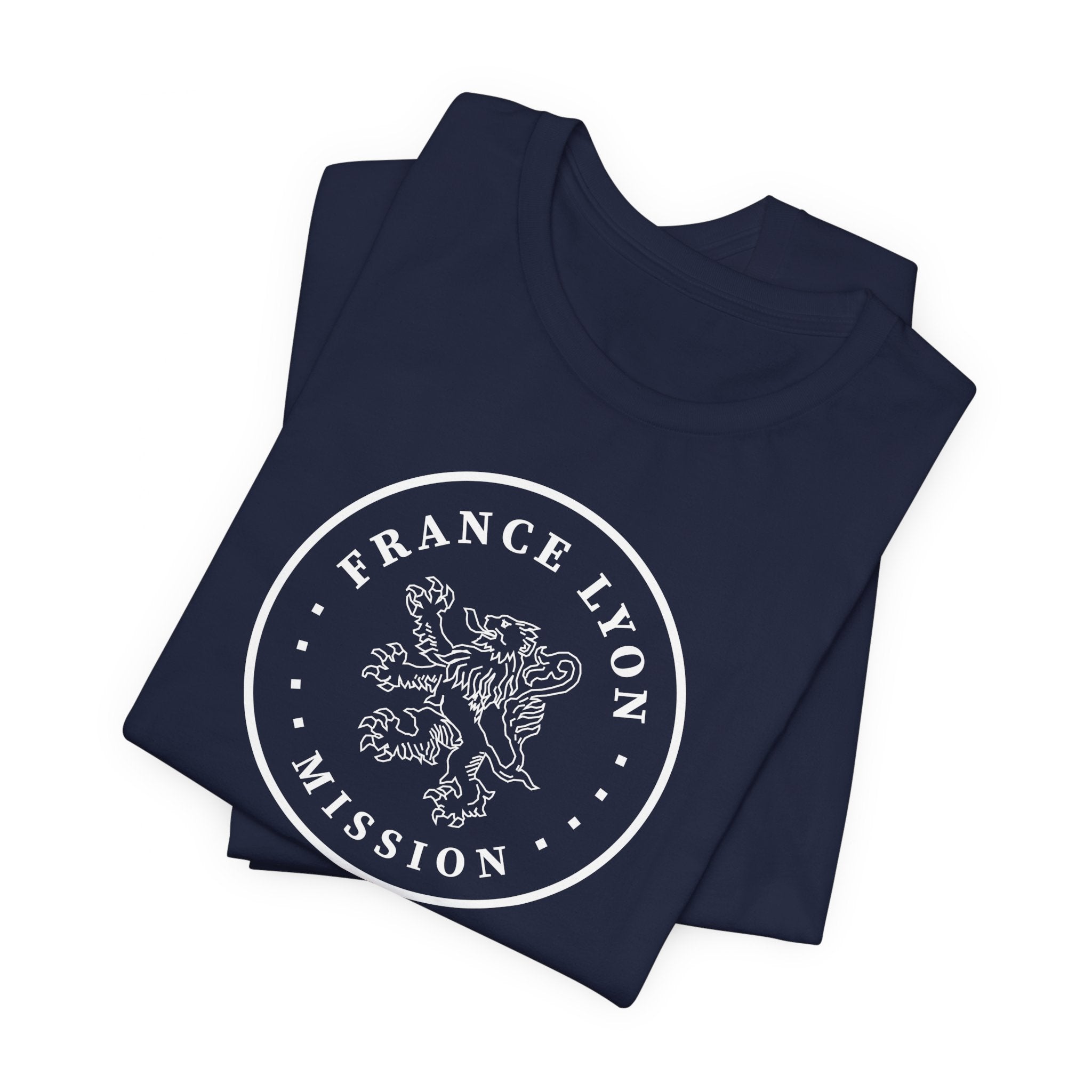France Lyon Mission Circular Monochrome Logo T-Shirt - Latter-Day Saint LDS Missionary Gift - Book of Mormon
