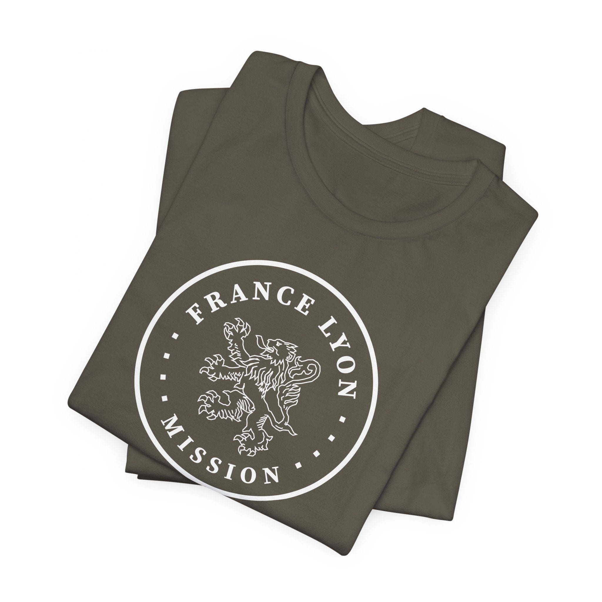 France Lyon Mission Circular Monochrome Logo T-Shirt - Latter-Day Saint LDS Missionary Gift - Book of Mormon