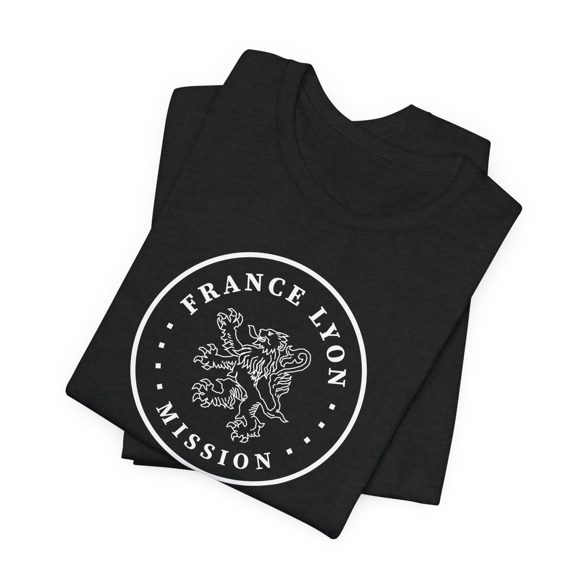 France Lyon Mission Circular Monochrome Logo T-Shirt - Latter-Day Saint LDS Missionary Gift - Book of Mormon