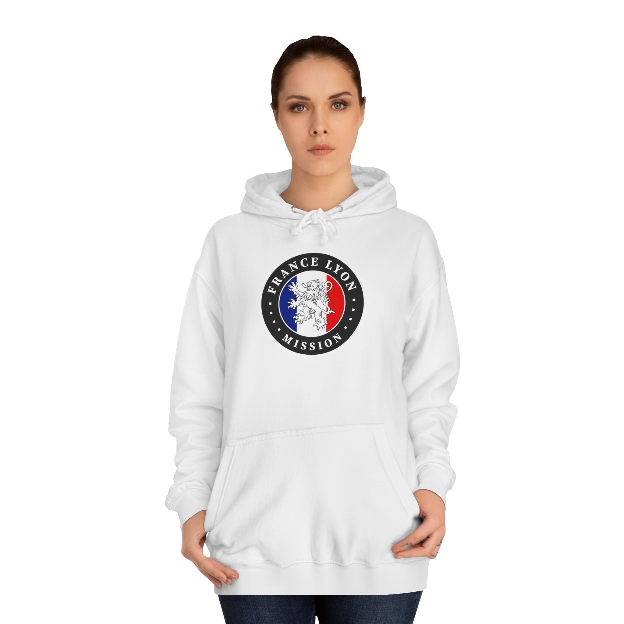 France Lyon Mission Flag Logo (Black Border) College Hoodie - Mission Wishlist - LDS Missionary Gift Store