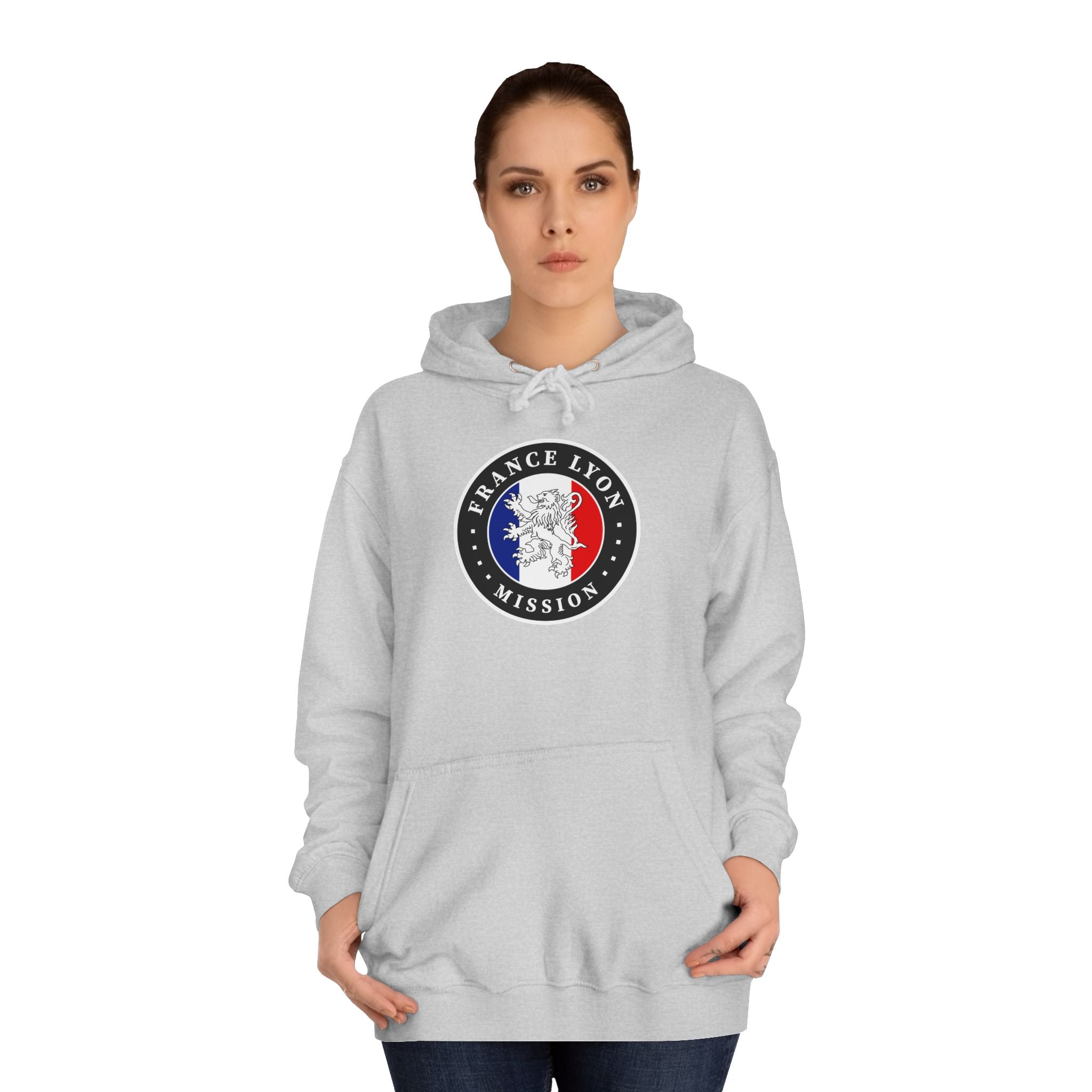 France Lyon Mission Flag Logo (Black Border) College Hoodie - Mission Wishlist - LDS Missionary Gift Store