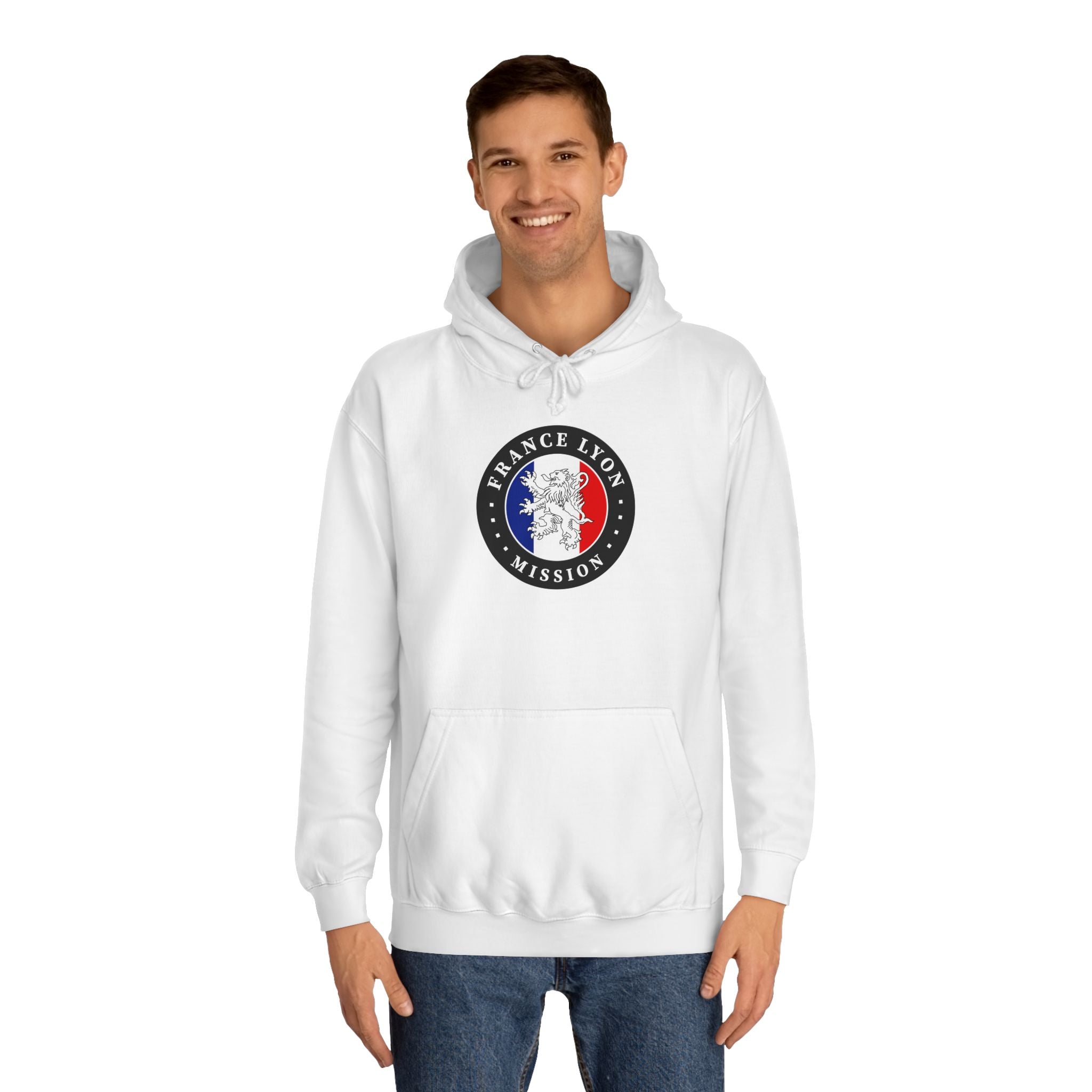 France Lyon Mission Flag Logo (Black Border) College Hoodie - Mission Wishlist - LDS Missionary Gift Store