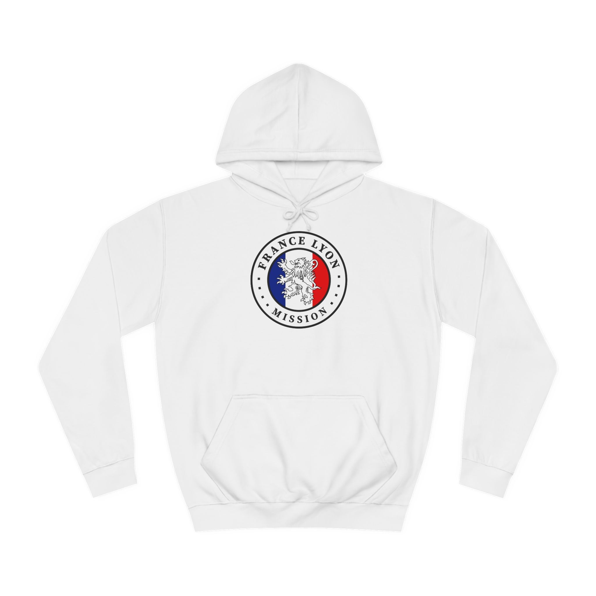 France Lyon Mission Flag Logo (White Border) College Hoodie - Latter-Day Saint LDS Missionary Gift - Book of Mormon