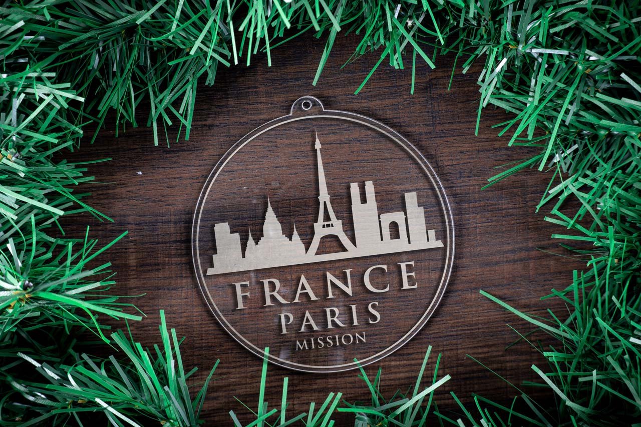 France Paris Mission Christmas Ornament - Latter-Day Saint LDS Missionary Gift - Book of Mormon