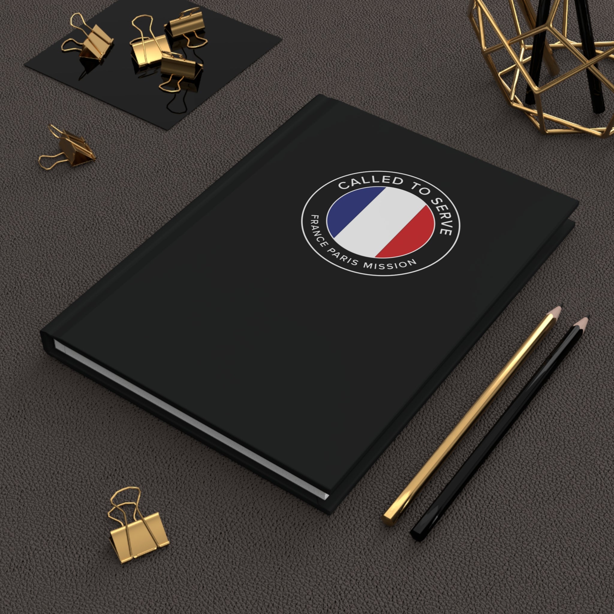 France Paris Mission Circle Flag Called to Serve Black Hardcover Journal Matte - Mission Wishlist - LDS Missionary Gift Store