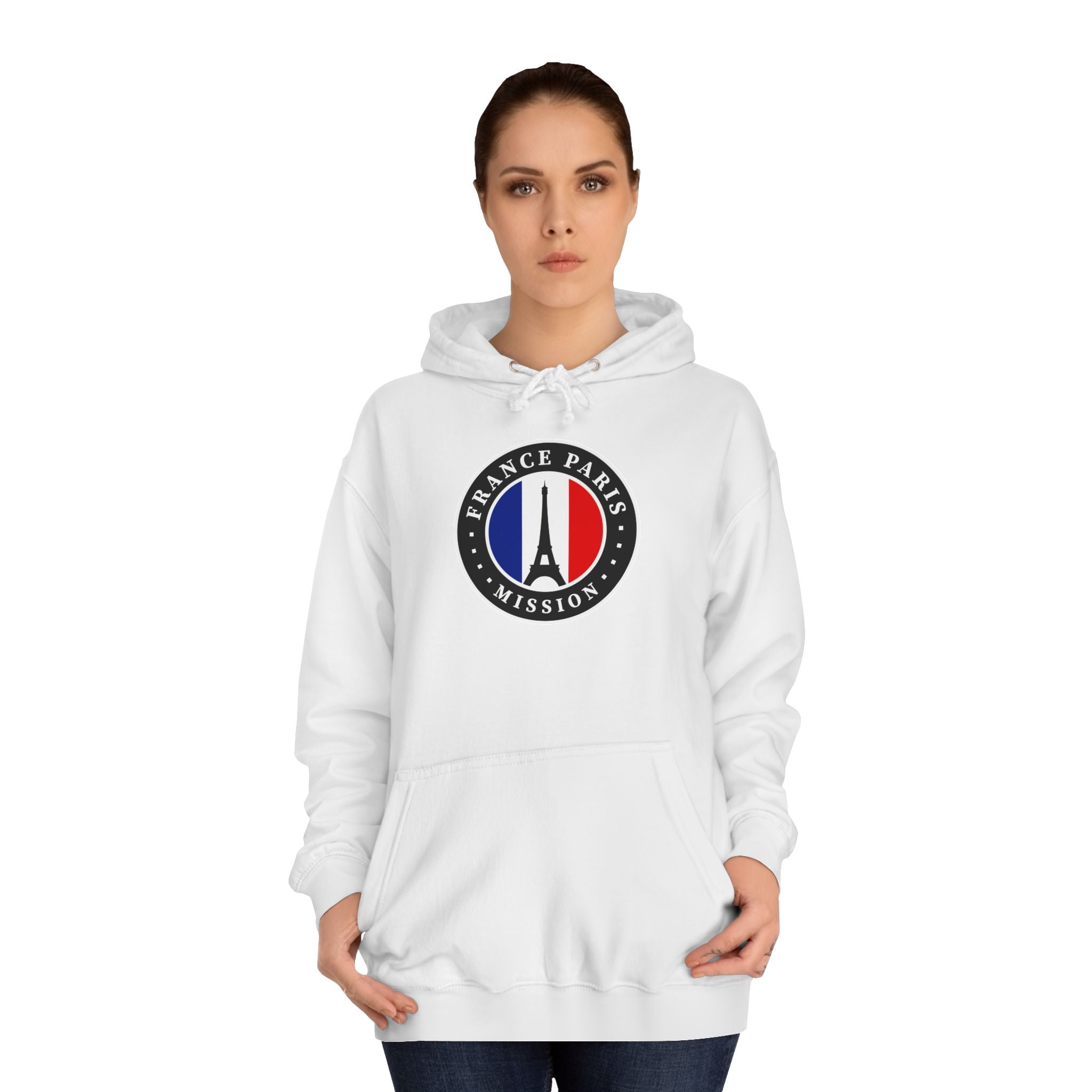 France Paris Mission Flag Logo (Black Border) College Hoodie - Mission Wishlist - LDS Missionary Gift Store