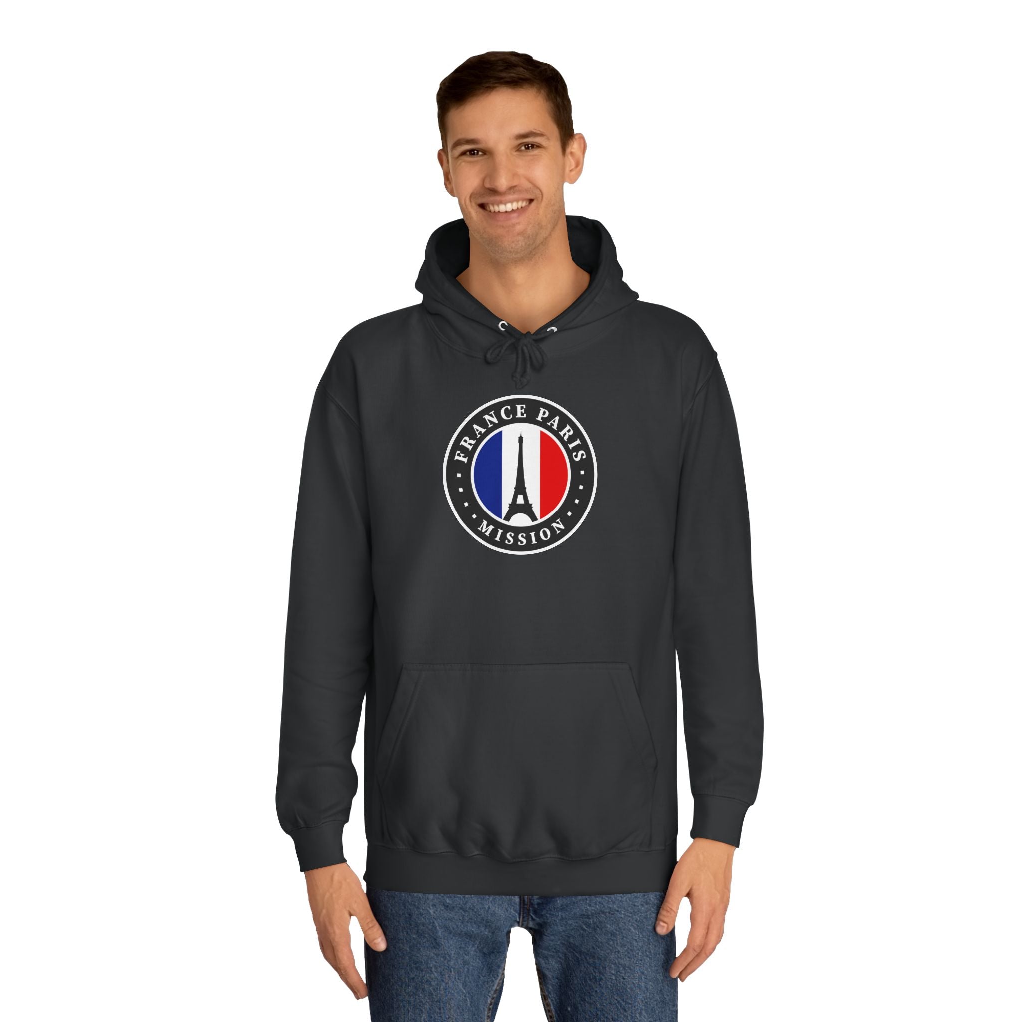 France Paris Mission Flag Logo (Black Border) College Hoodie - Mission Wishlist - LDS Missionary Gift Store