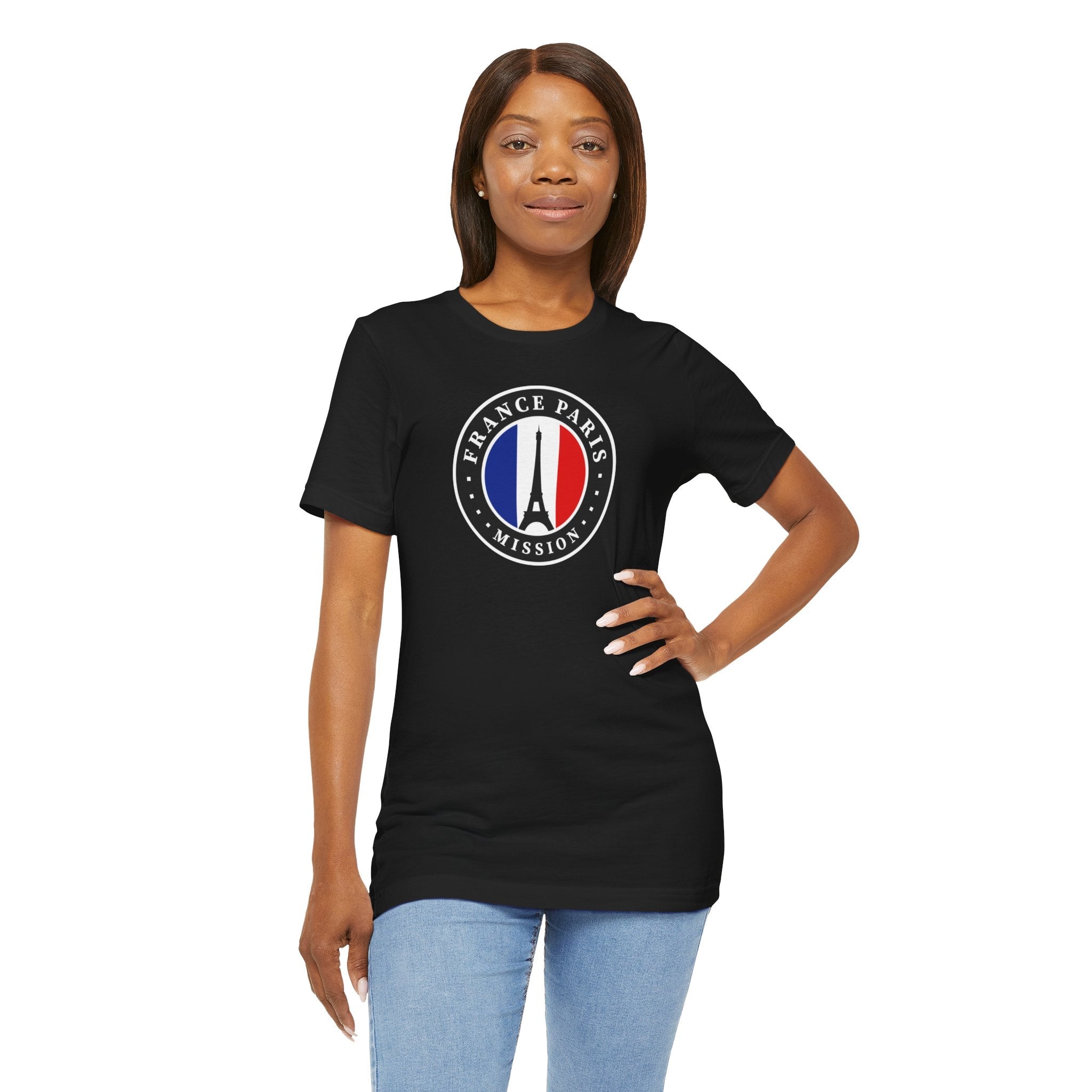 France Paris Mission Flag Logo (Black Border) T-shirt - Mission Wishlist - LDS Missionary Gift Store