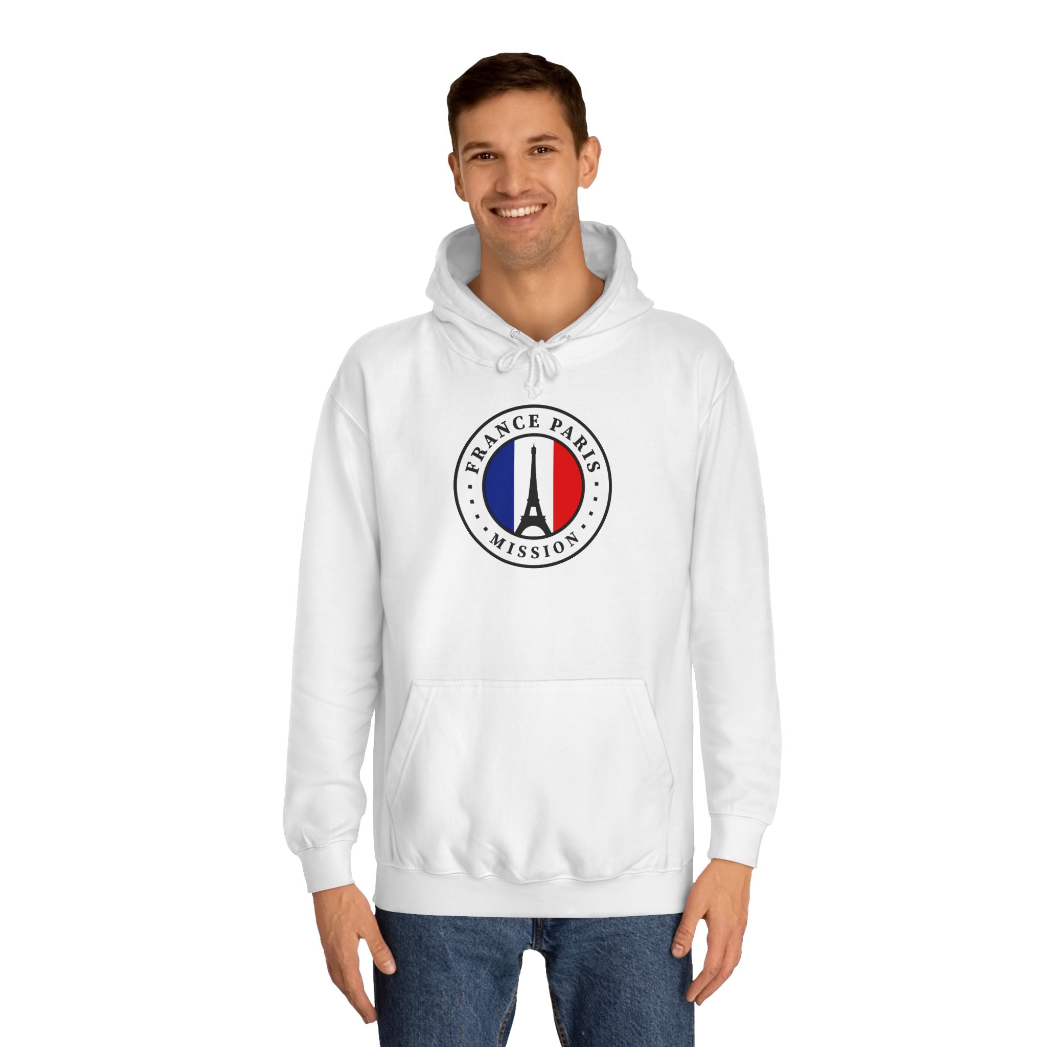 France Paris Mission Flag Logo (White Border) College Hoodie - Mission Wishlist - LDS Missionary Gift Store