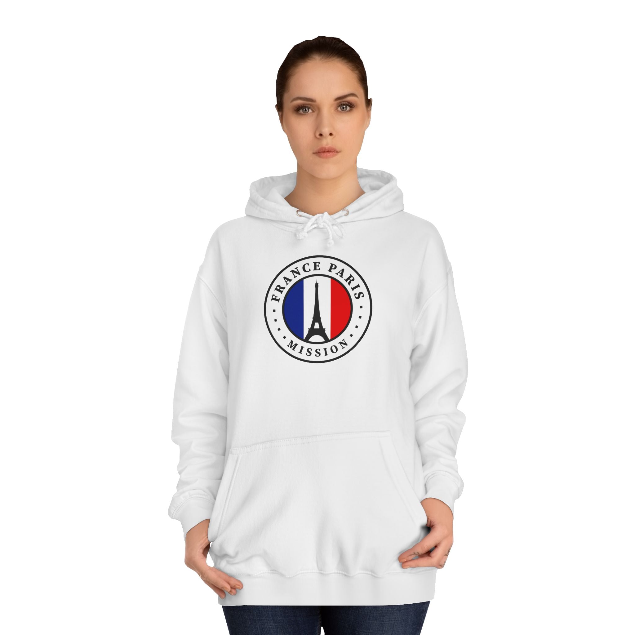 France Paris Mission Flag Logo (White Border) College Hoodie - Mission Wishlist - LDS Missionary Gift Store