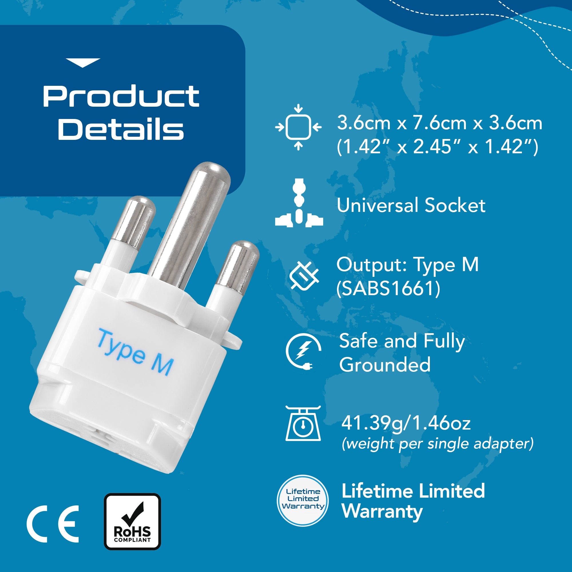 South Africa Travel Adapter - Type M - 3 Pack (GP-10L)