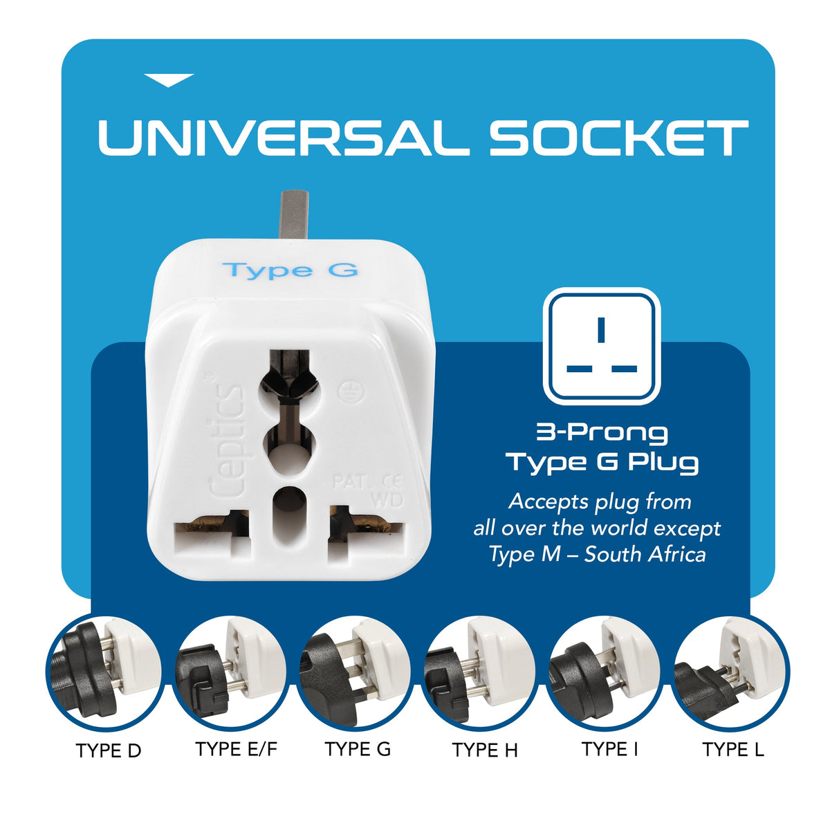 UK, England Travel Adapter - Type G - 3 Pack (GP-7)