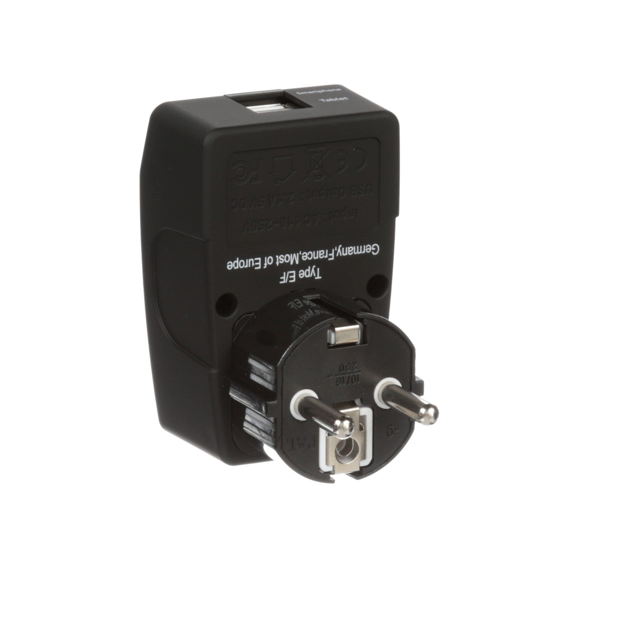 European Schucko Travel Adapter - Type E/F - 4 in 1 - 2 USB Ports (GP4-9)