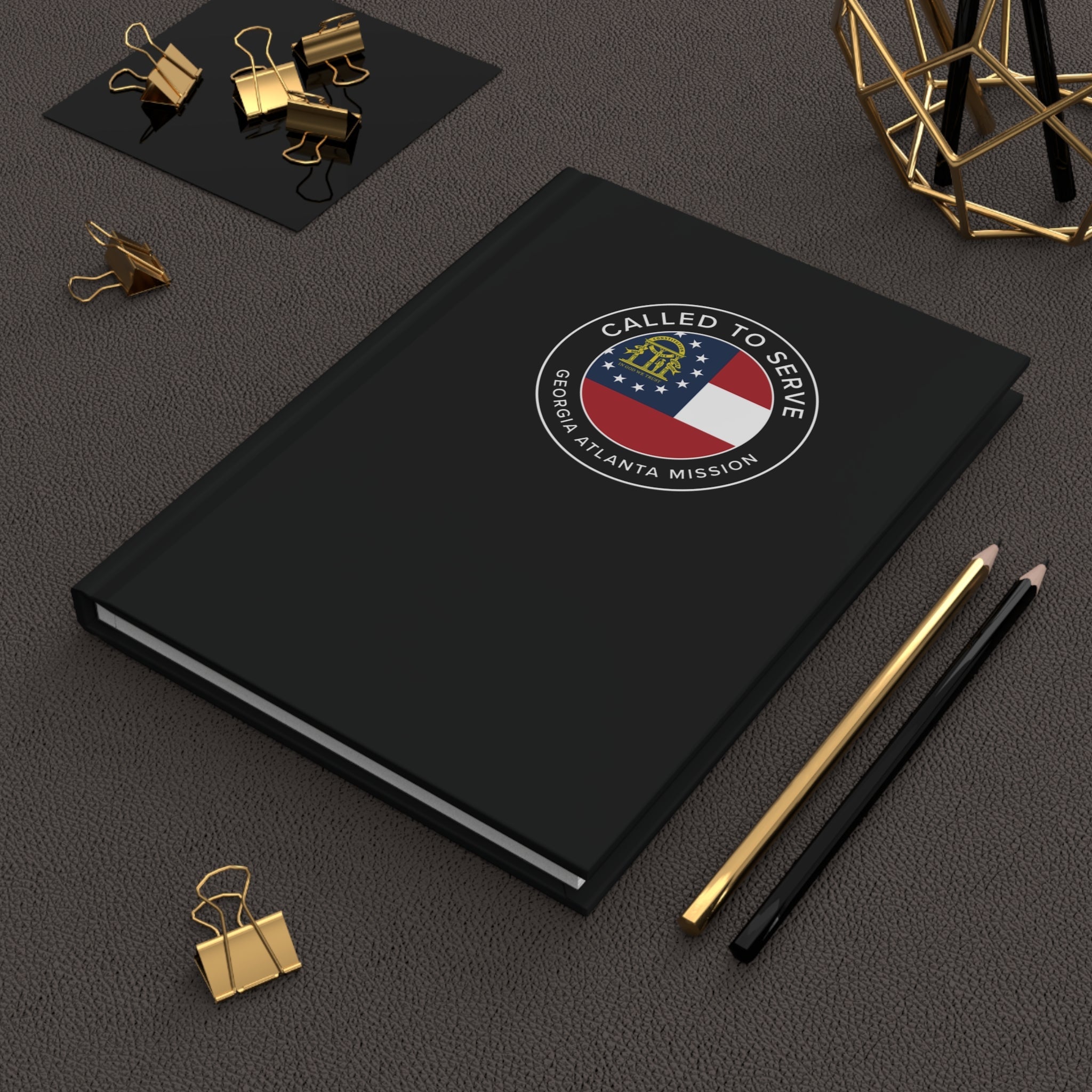 Georgia Atlanta Mission Circle Flag Called to Serve Black Hardcover Journal Matte - Latter-Day Saint LDS Missionary Gift - Book of Mormon