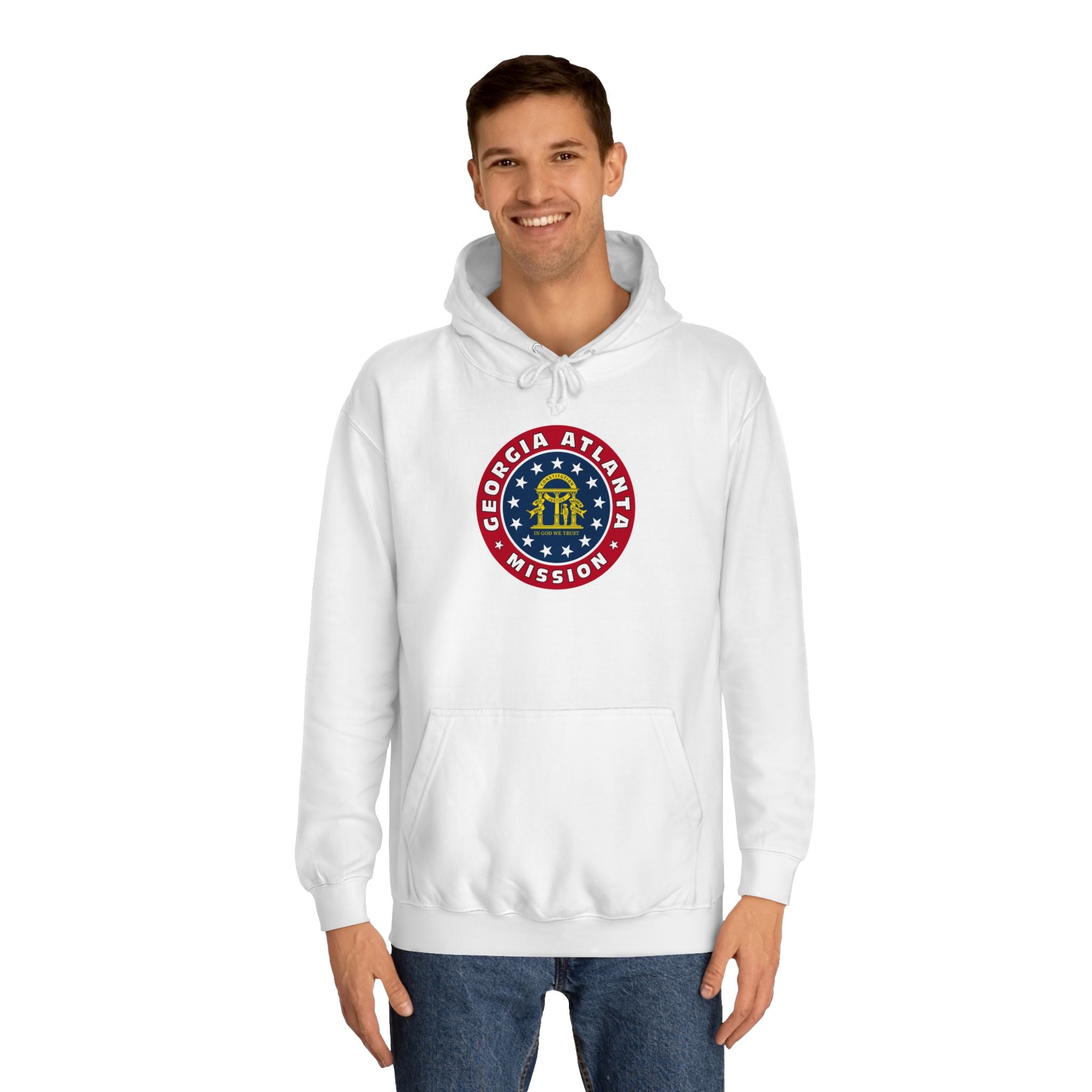 Georgia Atlanta Mission State Flag Logo (White Border) College Hoodie - Mission Wishlist - LDS Missionary Gift Store