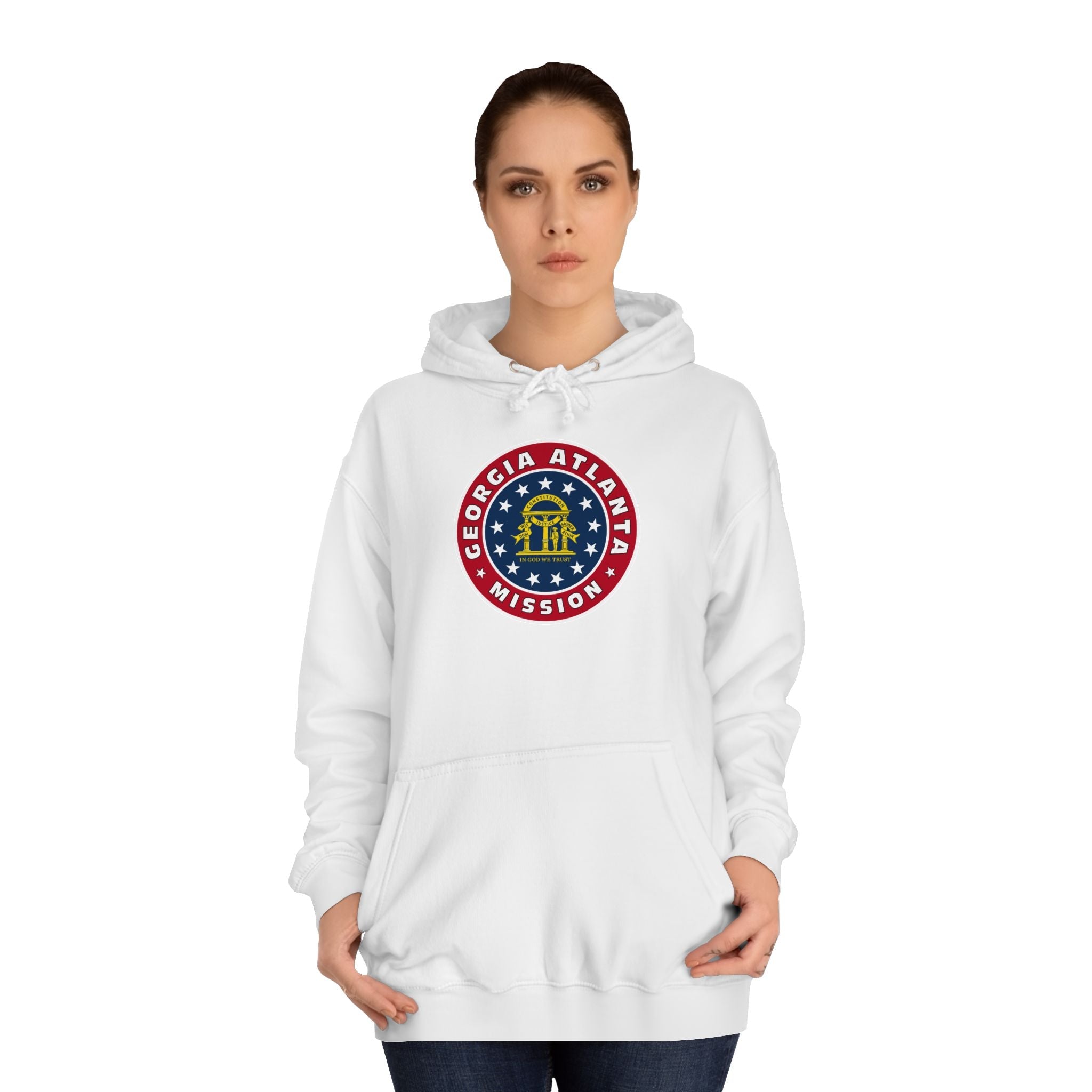 Georgia Atlanta Mission State Flag Logo (White Border) College Hoodie - Mission Wishlist - LDS Missionary Gift Store