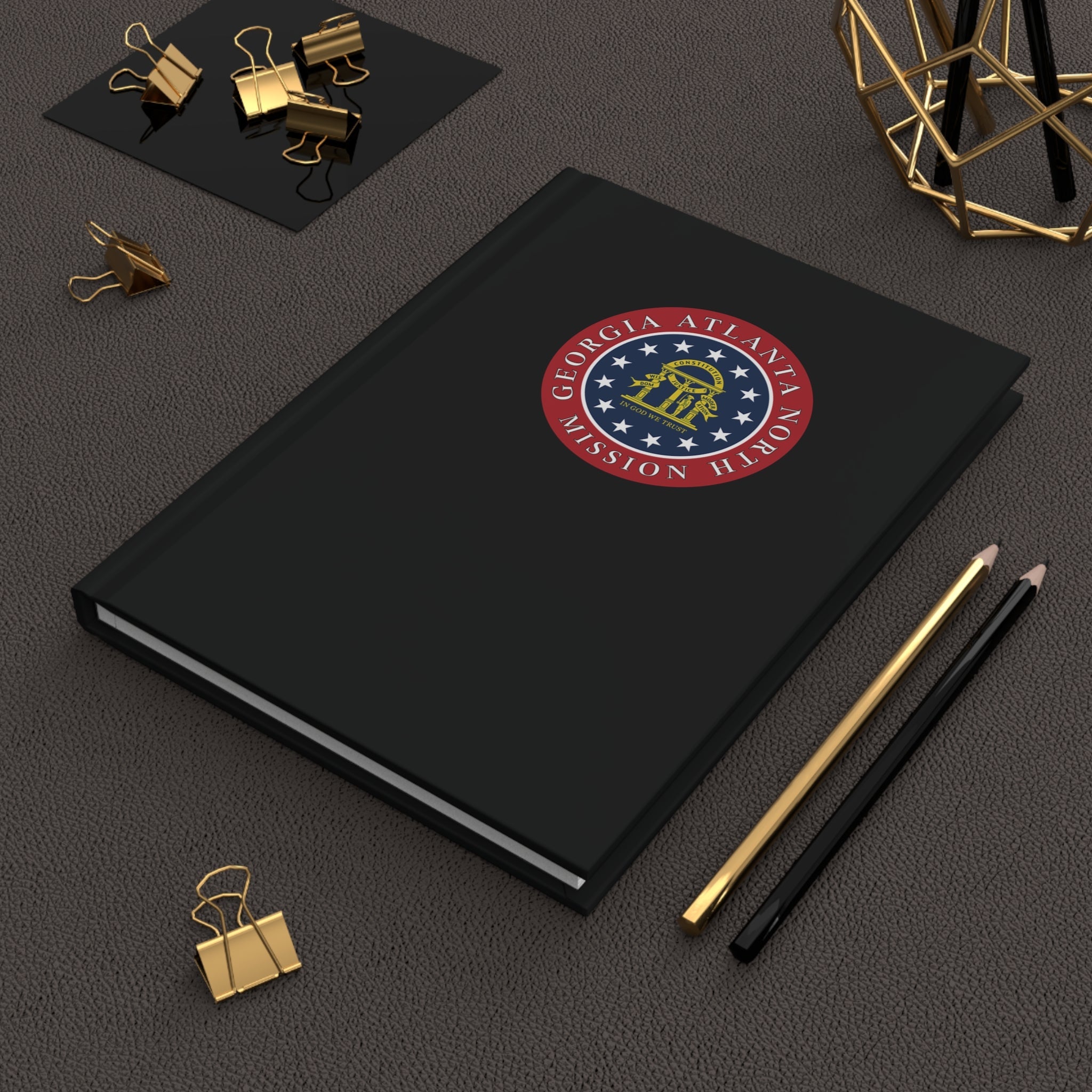 Georgia Atlanta North Mission Logo Design Black Hardcover Journal Matte - Latter-Day Saint LDS Missionary Gift - Book of Mormon