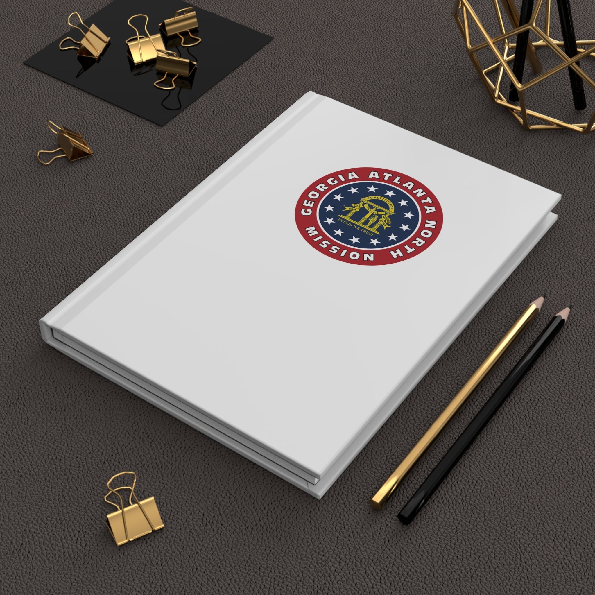 Georgia Atlanta North Mission Logo Design White Hardcover Journal Matte - Latter-Day Saint LDS Missionary Gift - Book of Mormon
