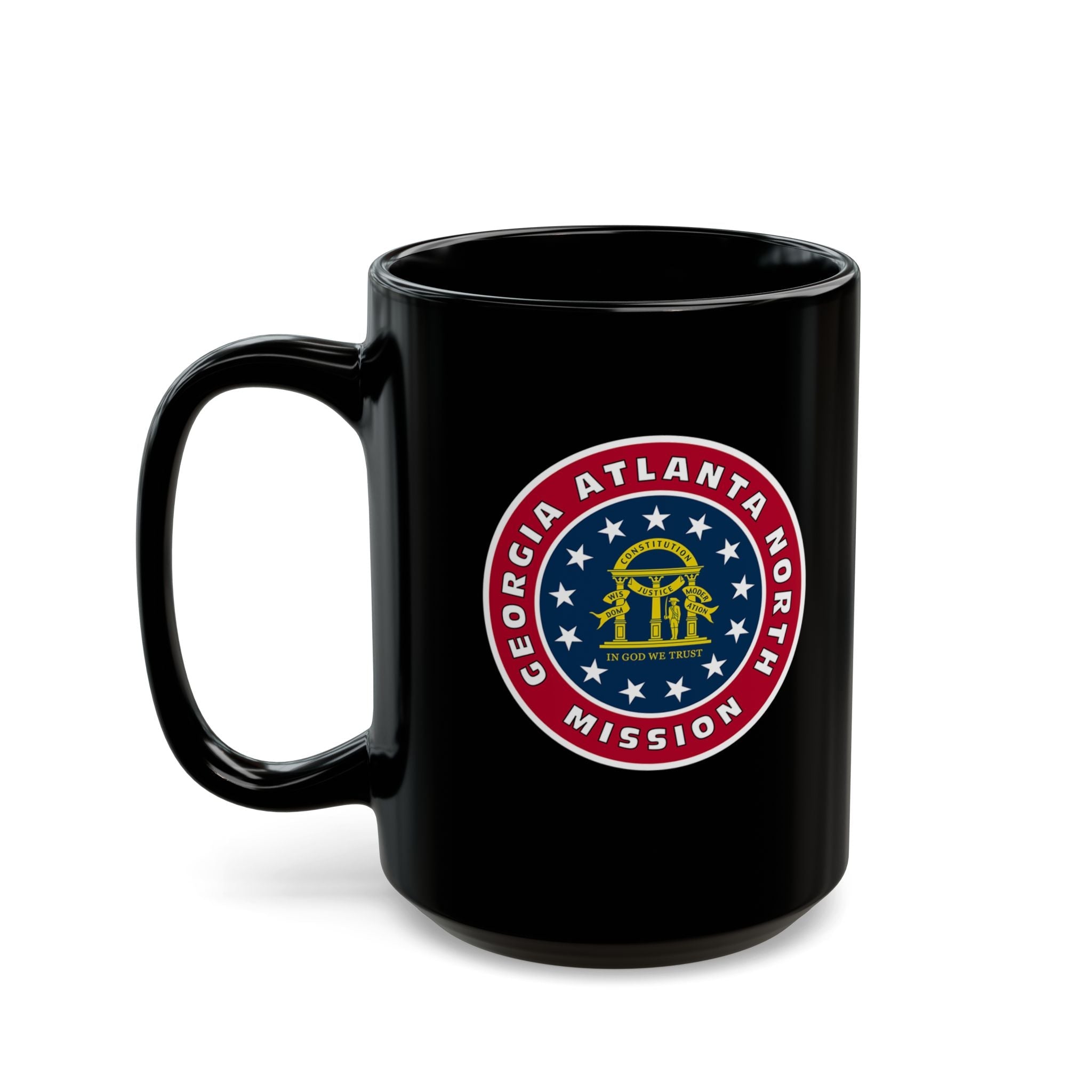 Georgia Atlanta North Mission State Flag Logo Ceramic Mug Black Name - Latter-Day Saint LDS Missionary Gift - Book of Mormon